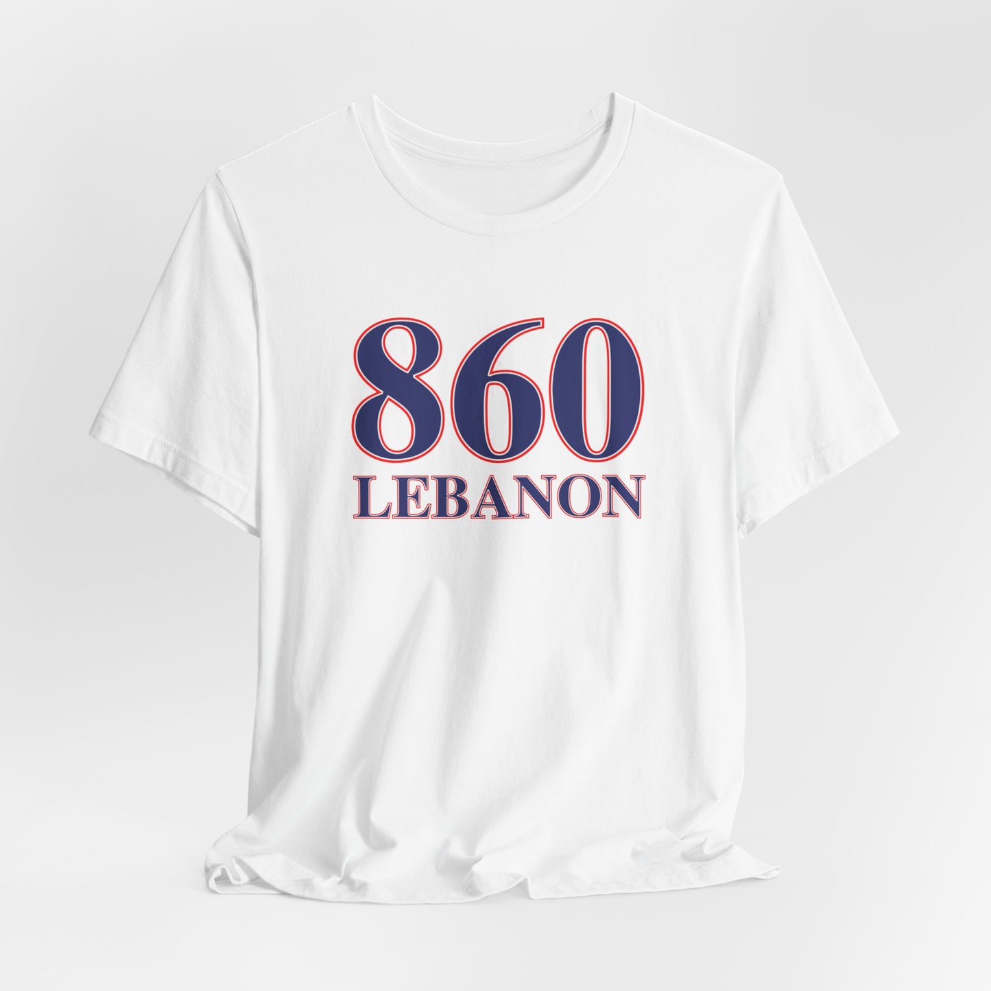 860 Lebanon Red White & Blue Unisex Jersey Short Sleeve T-Shirt