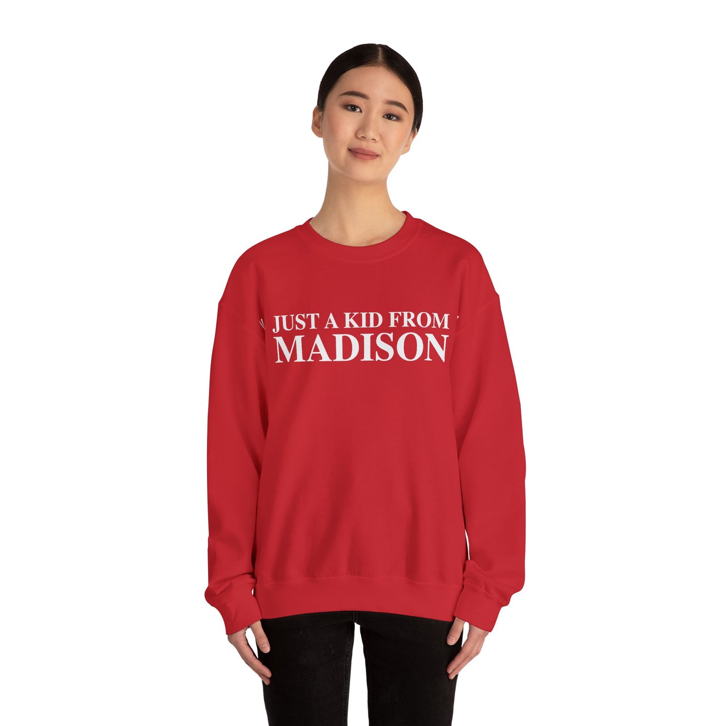 Just a kid from Madison Unisex Heavy Blend™ Crewneck Sweatshirt