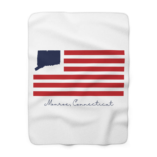 Monroe Connecticut Flag Sherpa Fleece Blanket