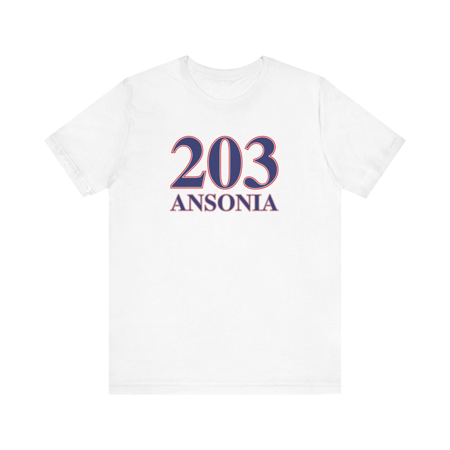203 Ansonia Red White & Blue Unisex Jersey Short Sleeve T-Shirt