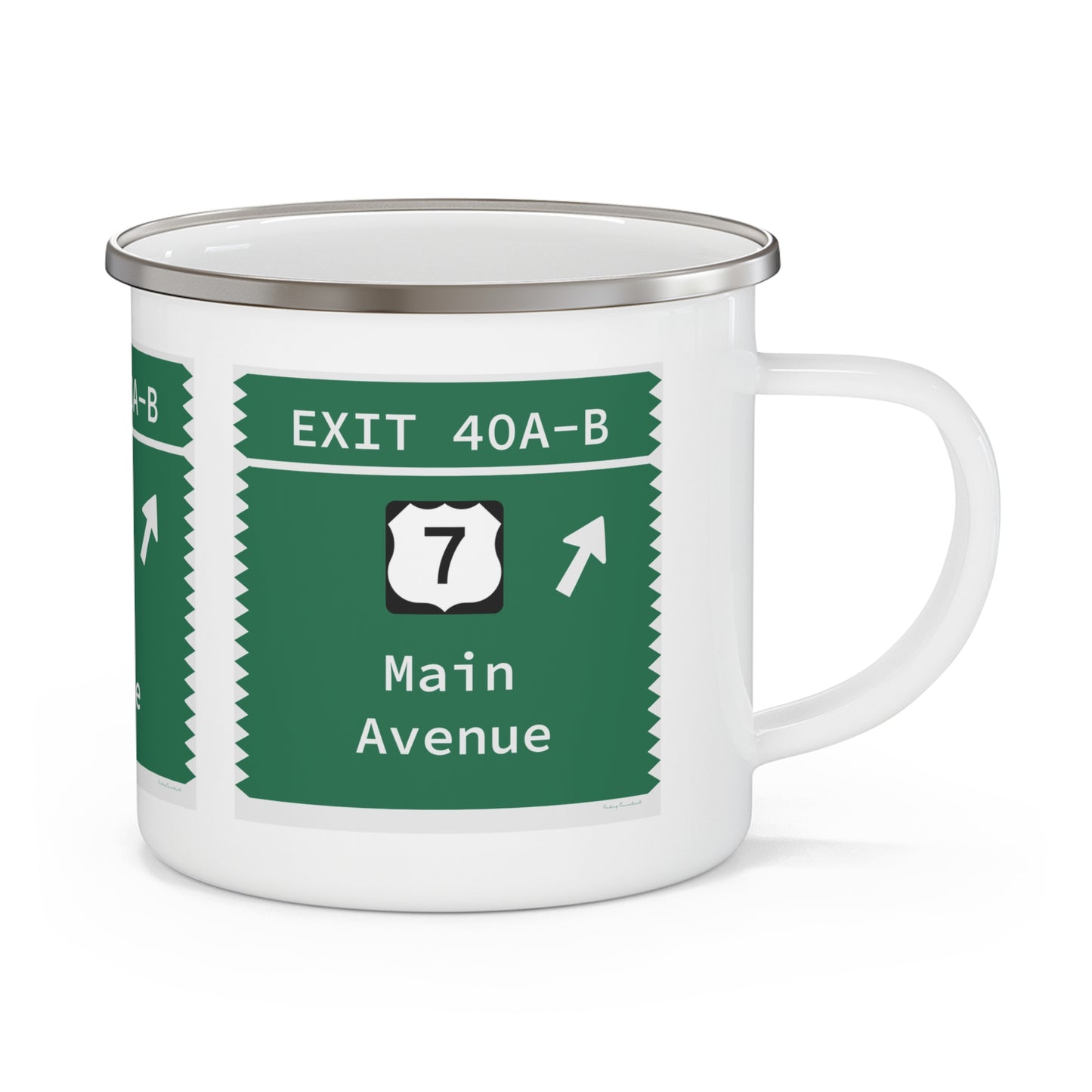 Vintage Merritt Parkway Exit 40 A-B Sign Enamel Camping Mug