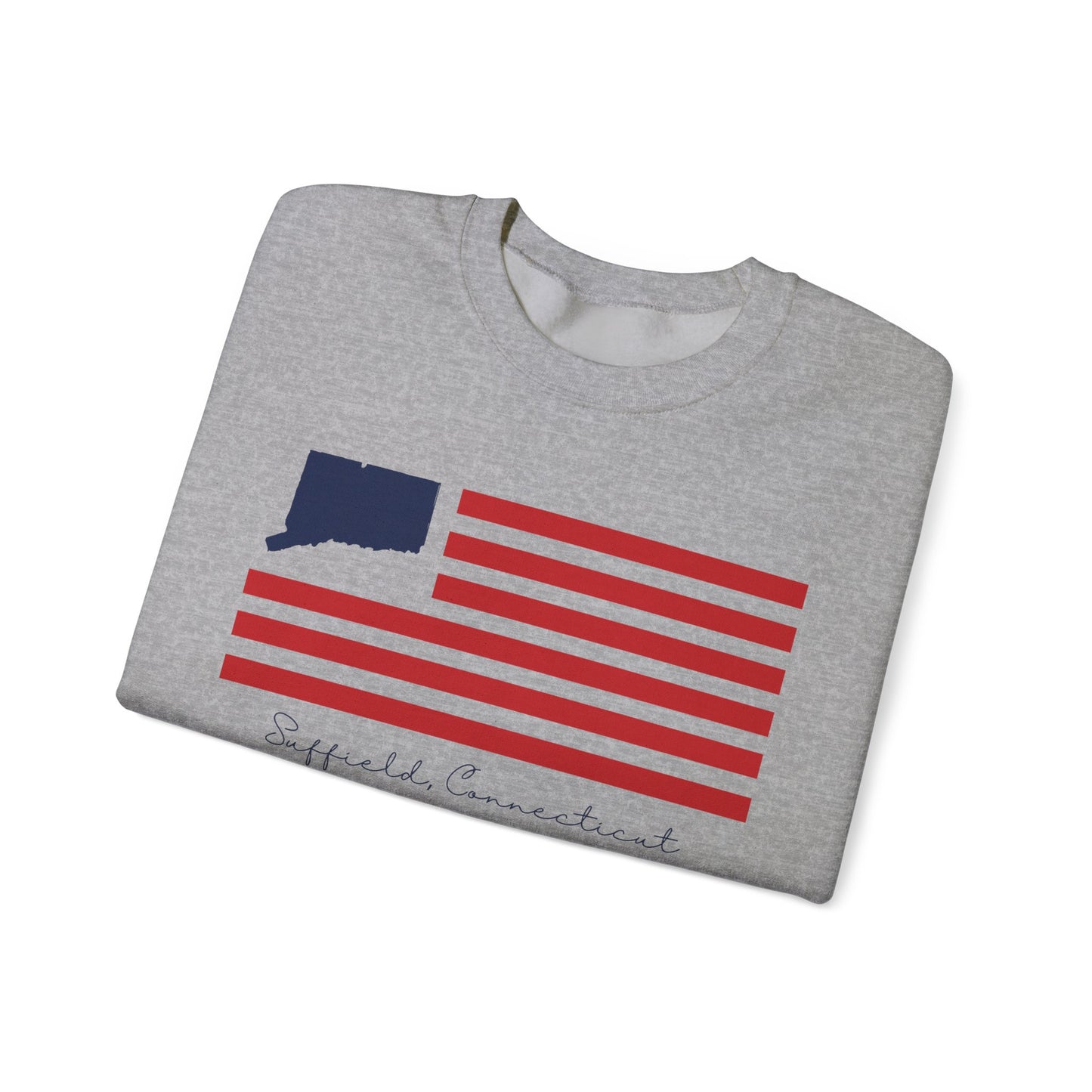 Suffield Connecticut Flag Unisex Heavy Blend™ Crewneck Sweatshirt