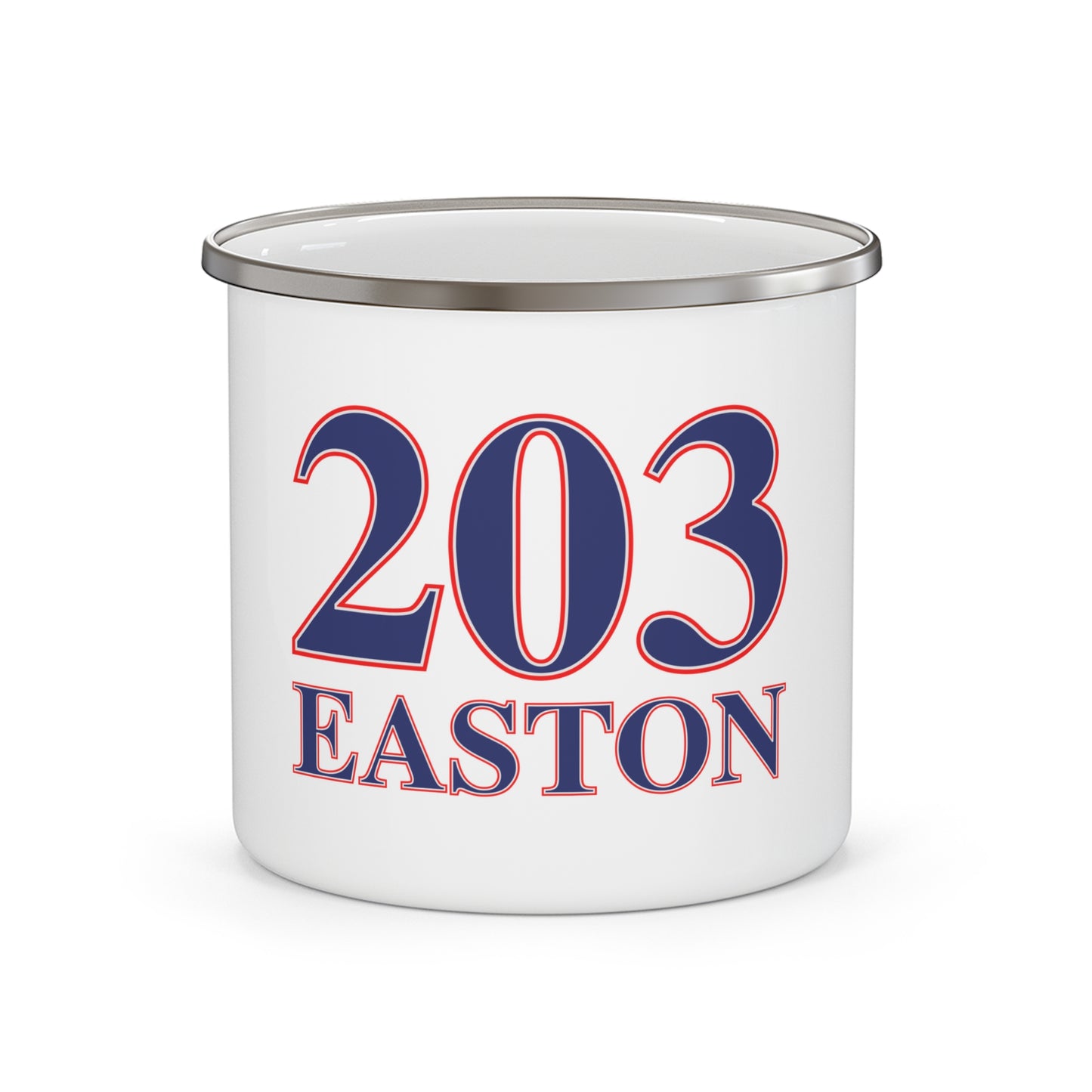 203 Easton Red White & Blue Enamel Camping Mug
