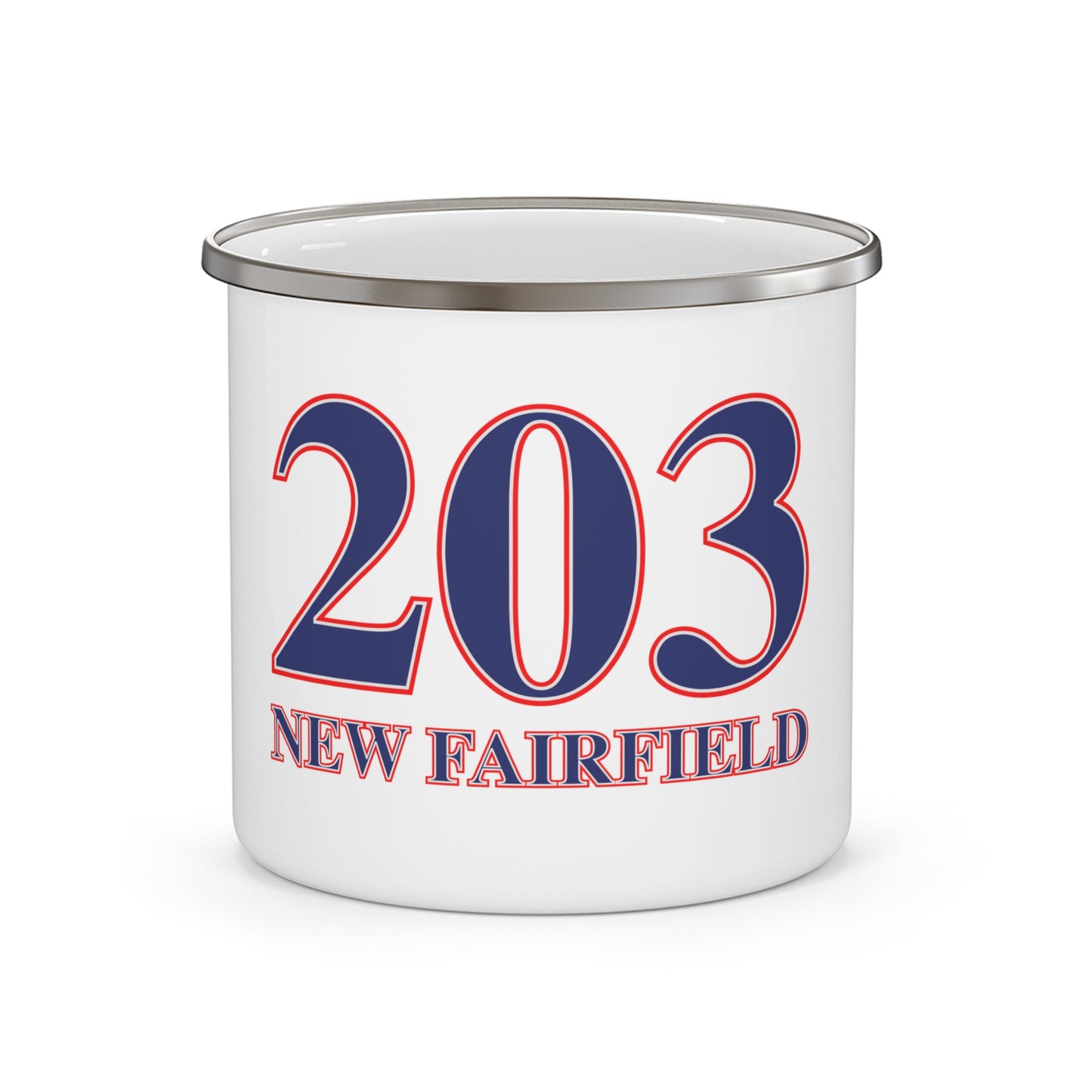 203 New FairfieldRed White & Blue Enamel Camping Mug
