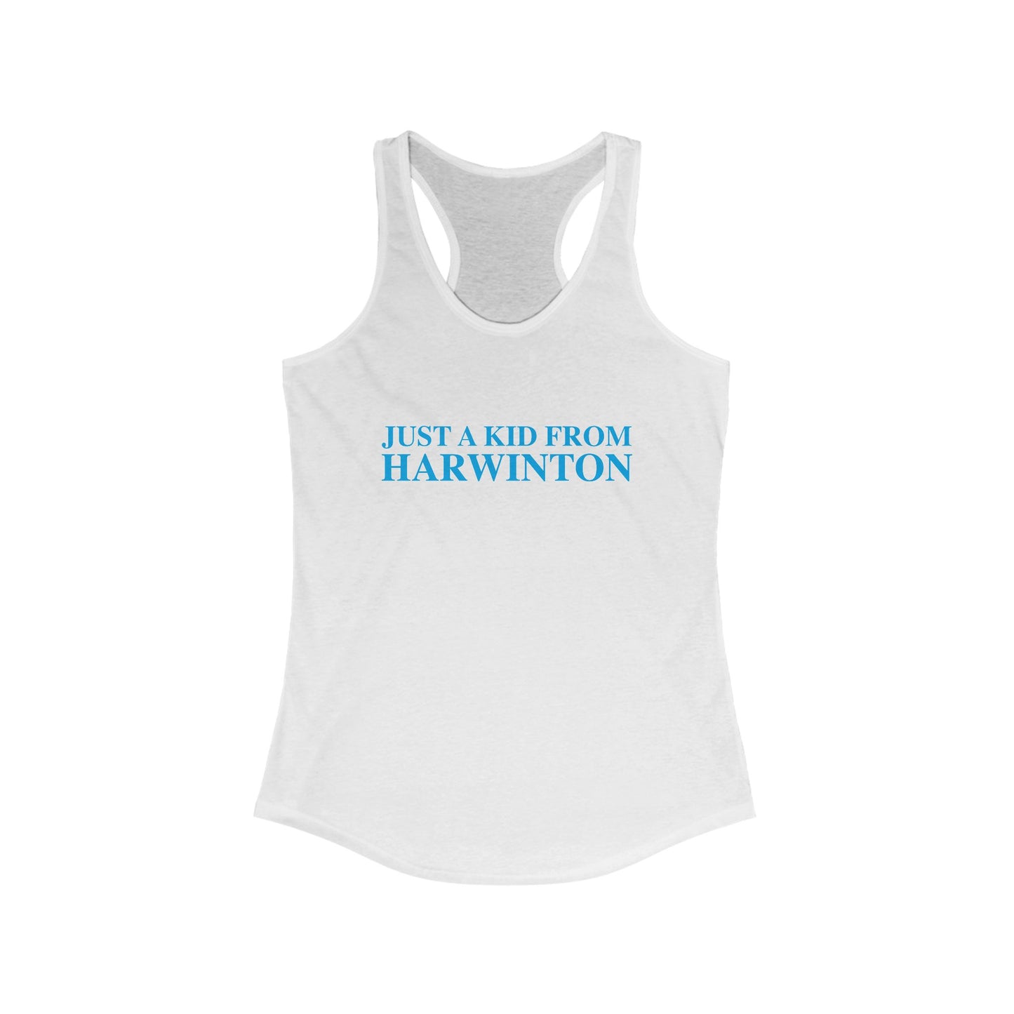 Just a kid from Harwinton Women's Ideal Racerback Tank Top