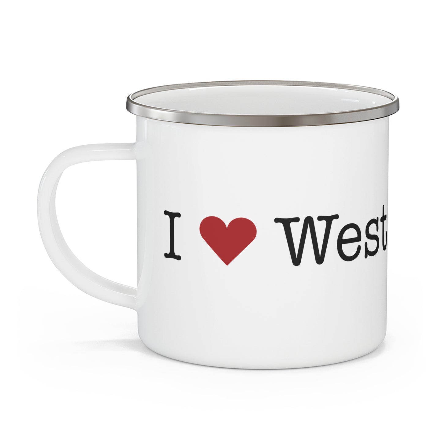 I Heart West Norwalk. Enamel Camping Mug