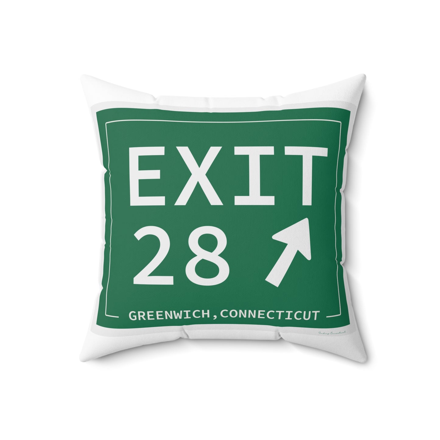Vintage Exit 28 Merritt Parkway Sign Spun Polyester Square Pillow