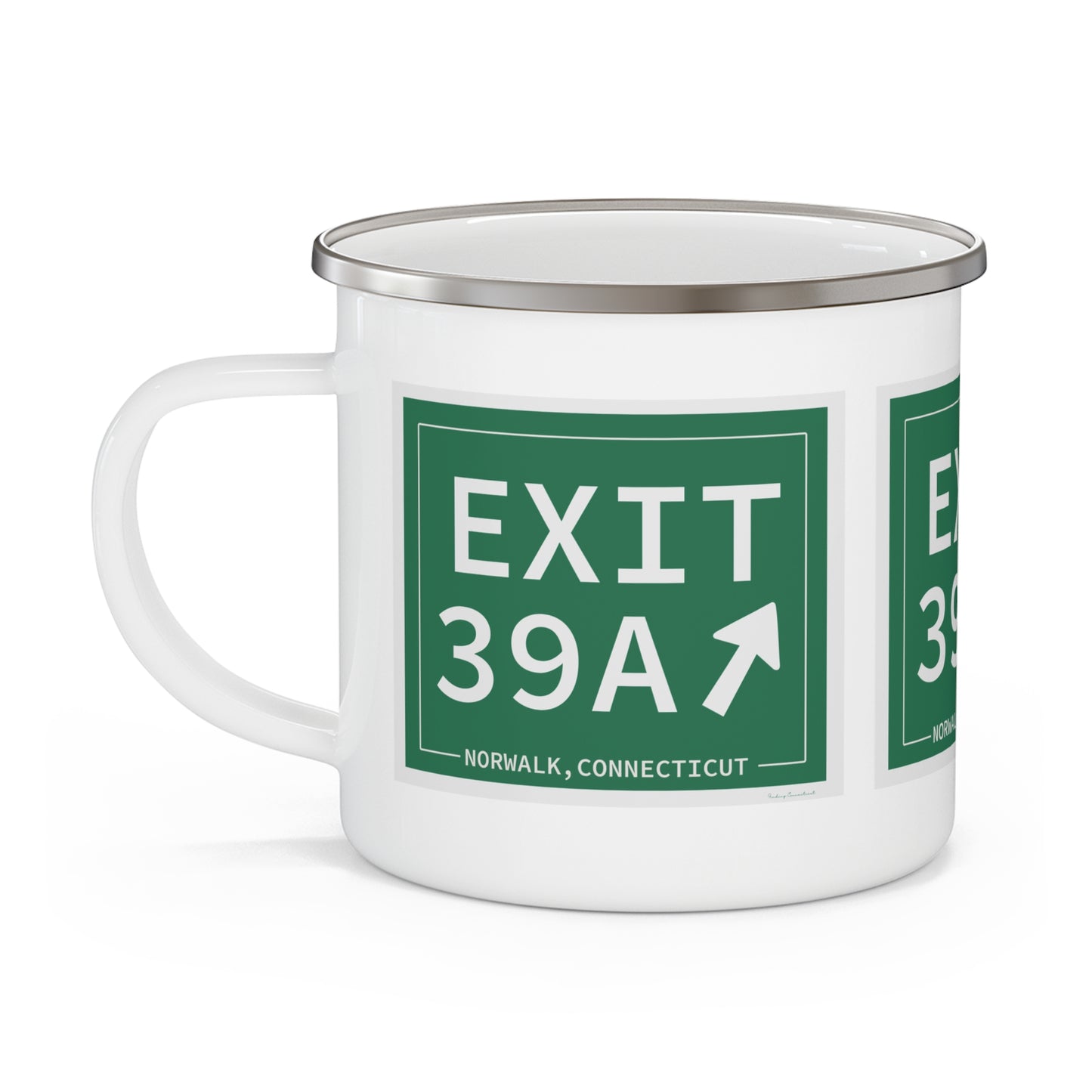 Vintage Exit 39A Merritt Parkway Sign Enamel Camping Mug