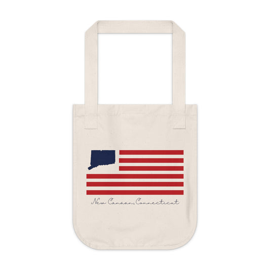 New Canaan Connecticut Flag Organic Canvas Tote Bag