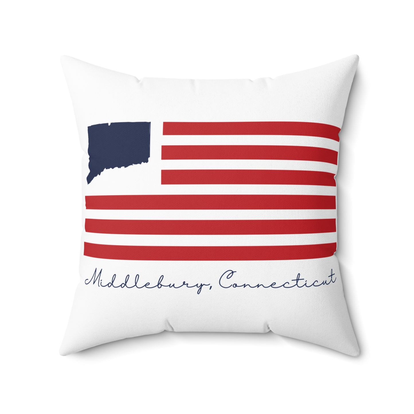 Middlebury Connecticut Flag Spun Polyester Square Pillow