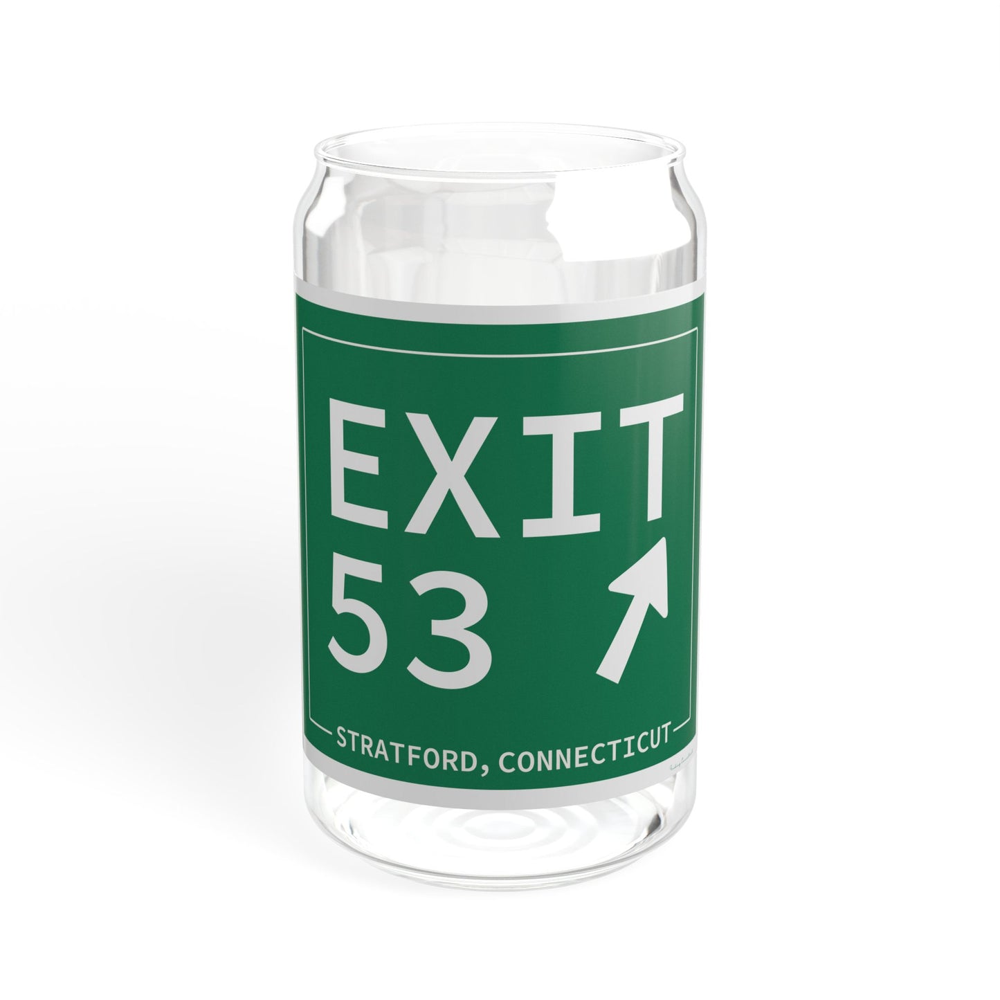 Vintage Exit 53 Merritt Parkway Sign Sipper Glass, 16oz