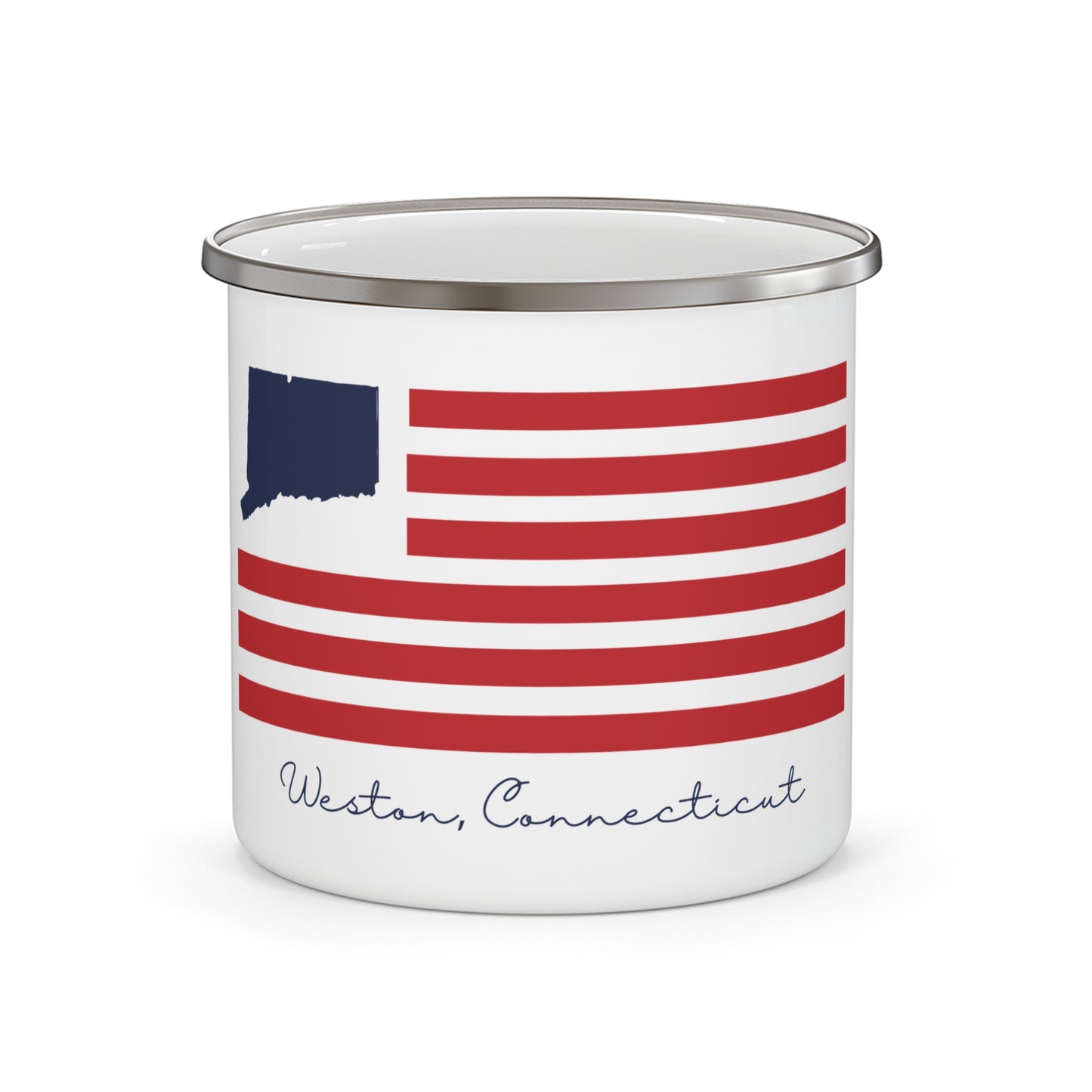 Weston Connecticut Flag Enamel Camping Mug