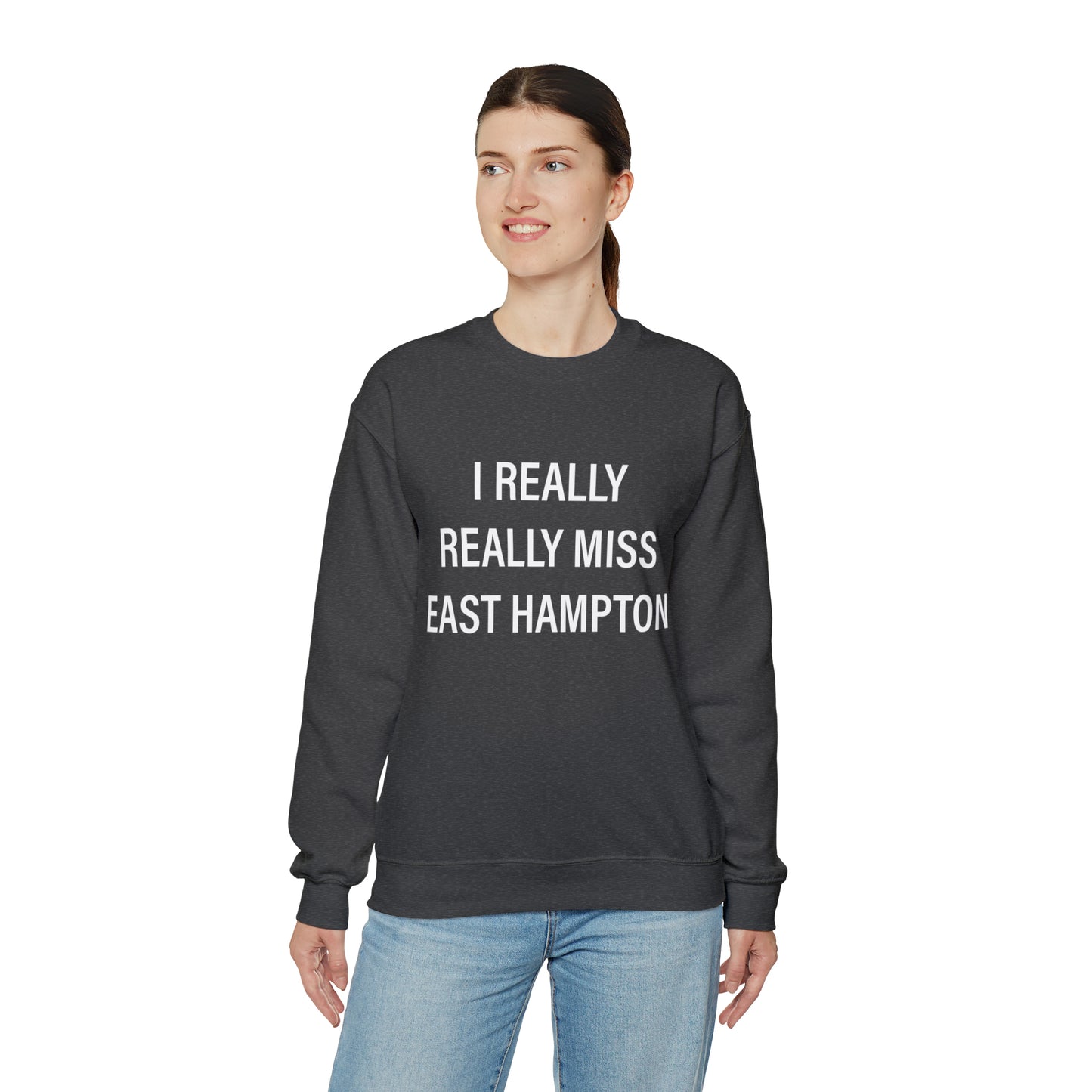 I Really Really Miss East Hampton (white) Unisex Heavy Blend™ Crewneck Sweatshirt