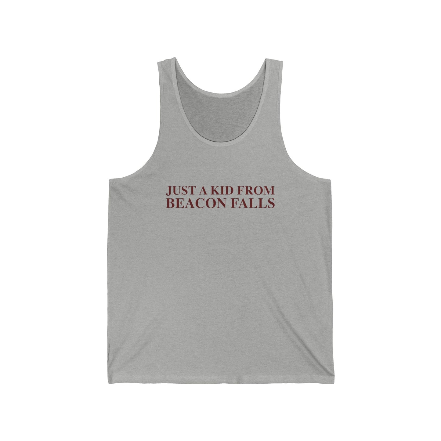Just a kid from Beacon Falls Unisex Jersey Tank Top