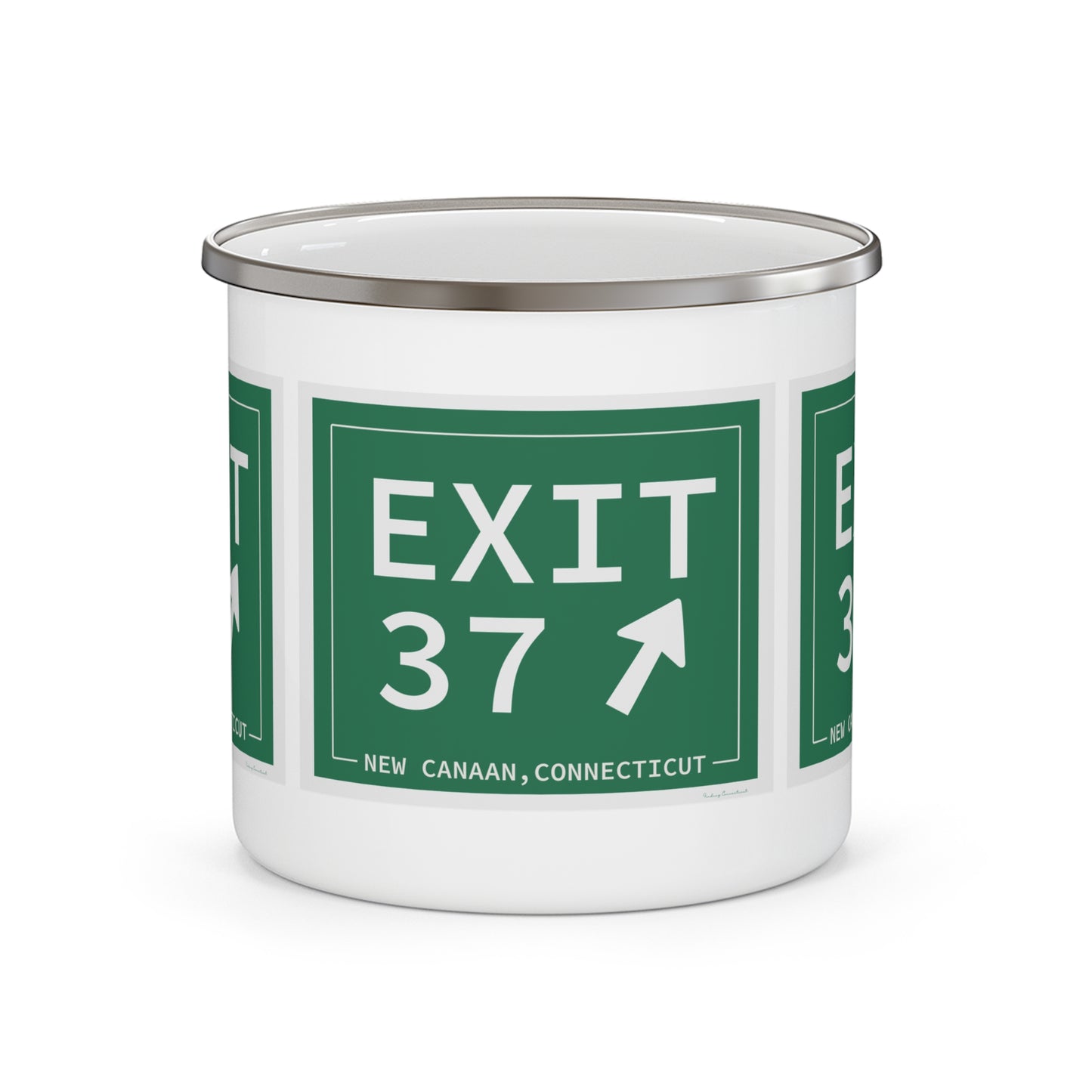 Vintage Exit 37 Merritt Parkway Sign Enamel Camping Mug