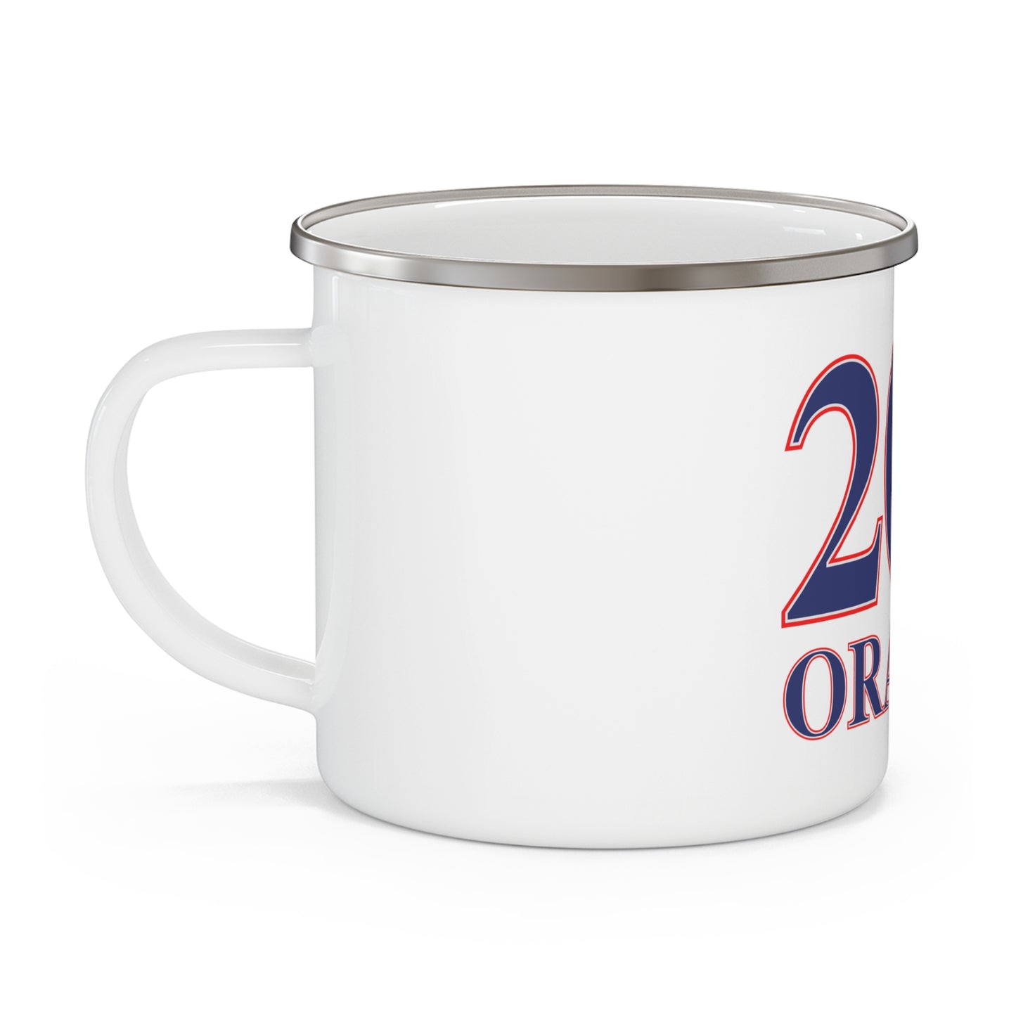 203 Orange Red White & Blue Enamel Camping Mug