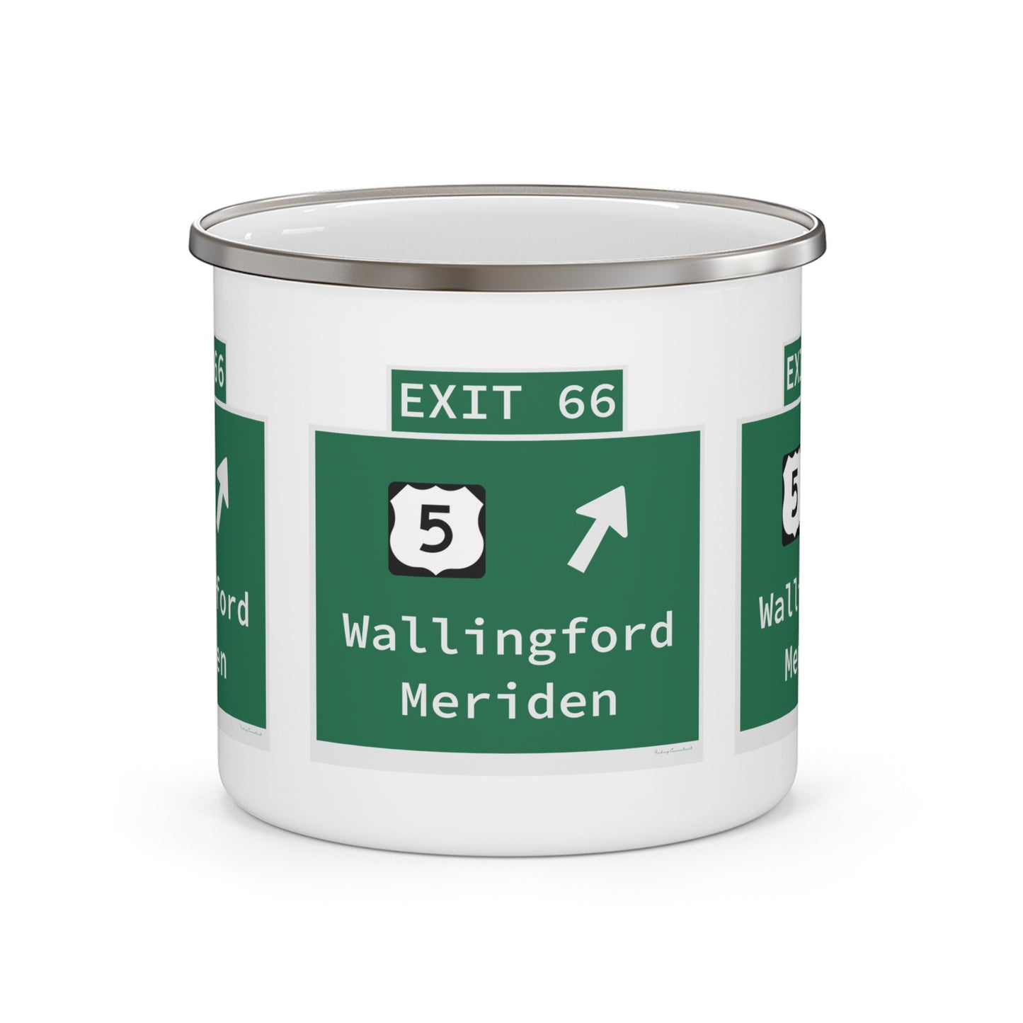 Vintage WCP Exit 66 Sign Enamel Camping Mug