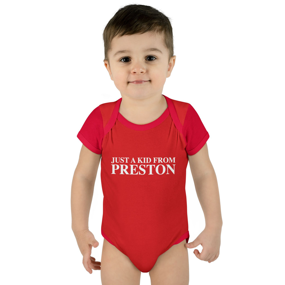 Just a kid from Preston Infant Baby Rib Bodysuit