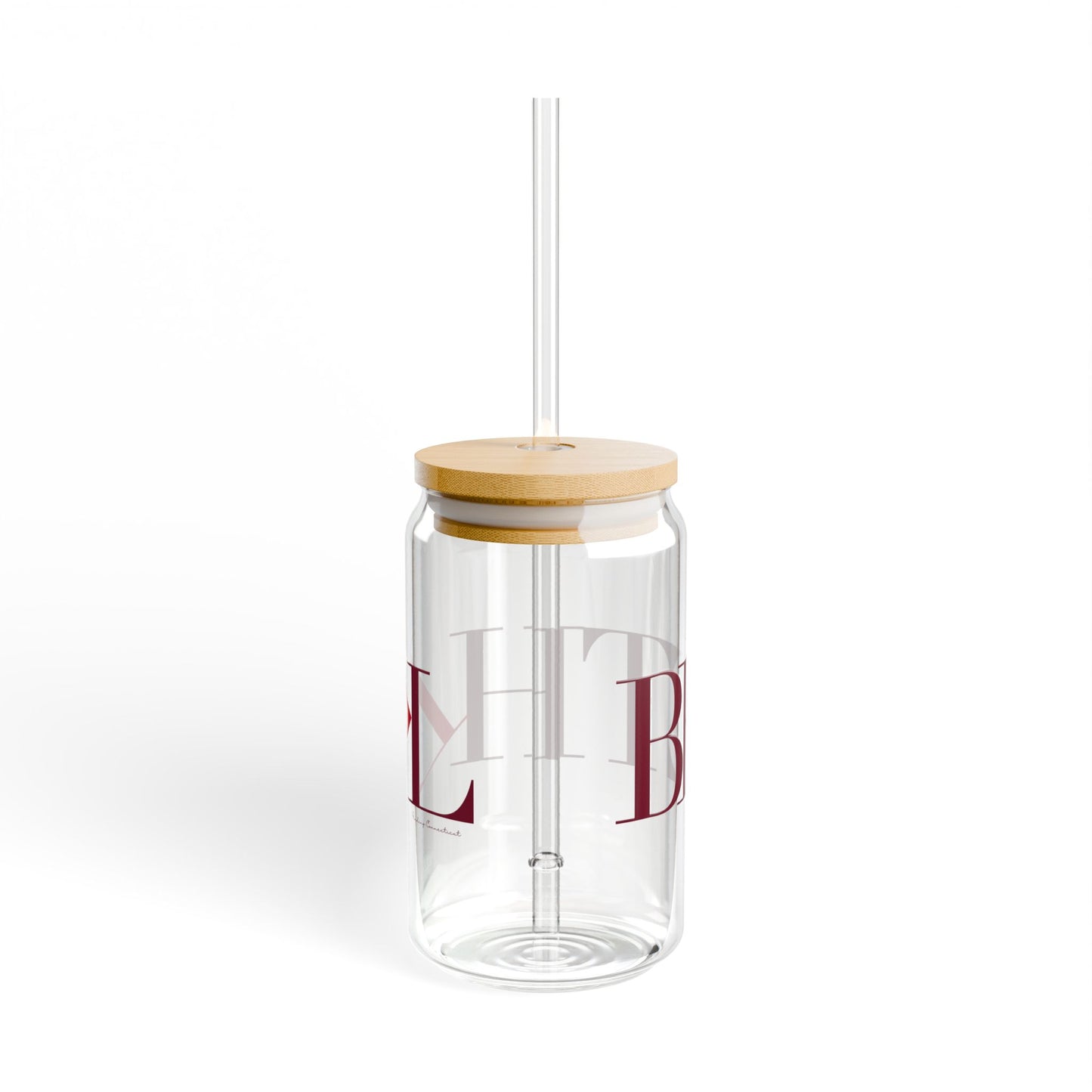 41 Tilt Bethel Glass Can with Straw and Lid, 16oz