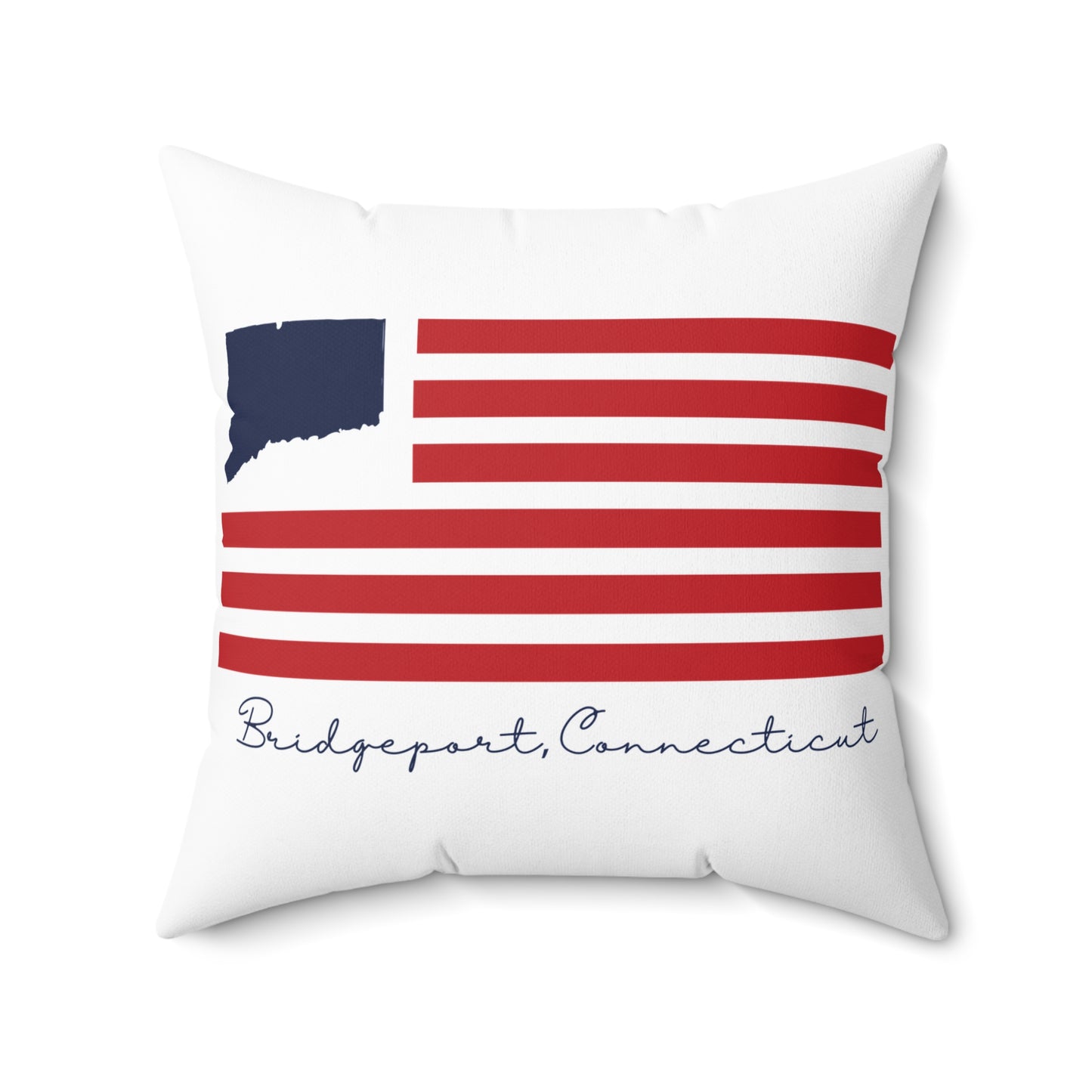 Bridgeport Connecticut Flag Spun Polyester Square Pillow