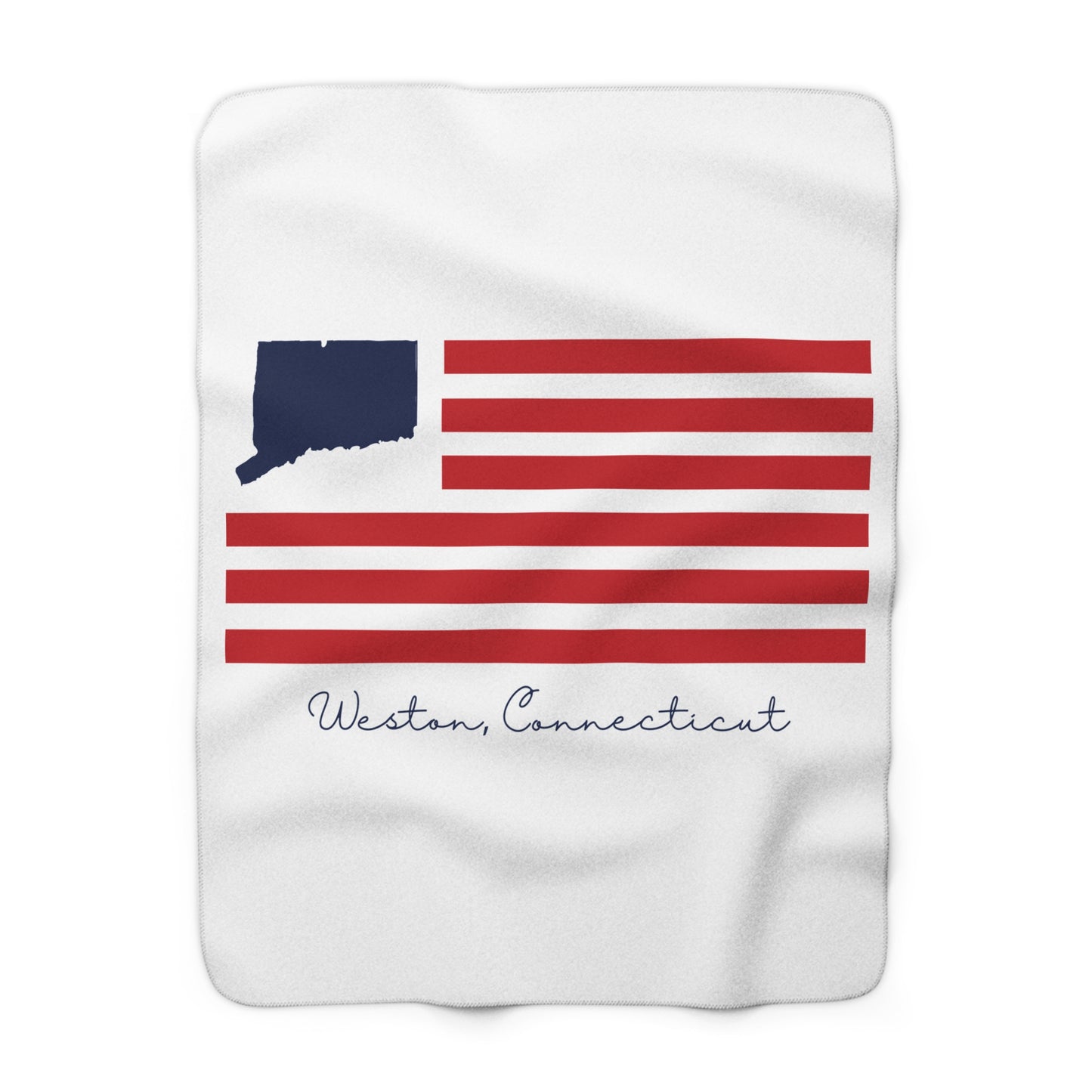 Weston Connecticut Flag Sherpa Fleece Blanket
