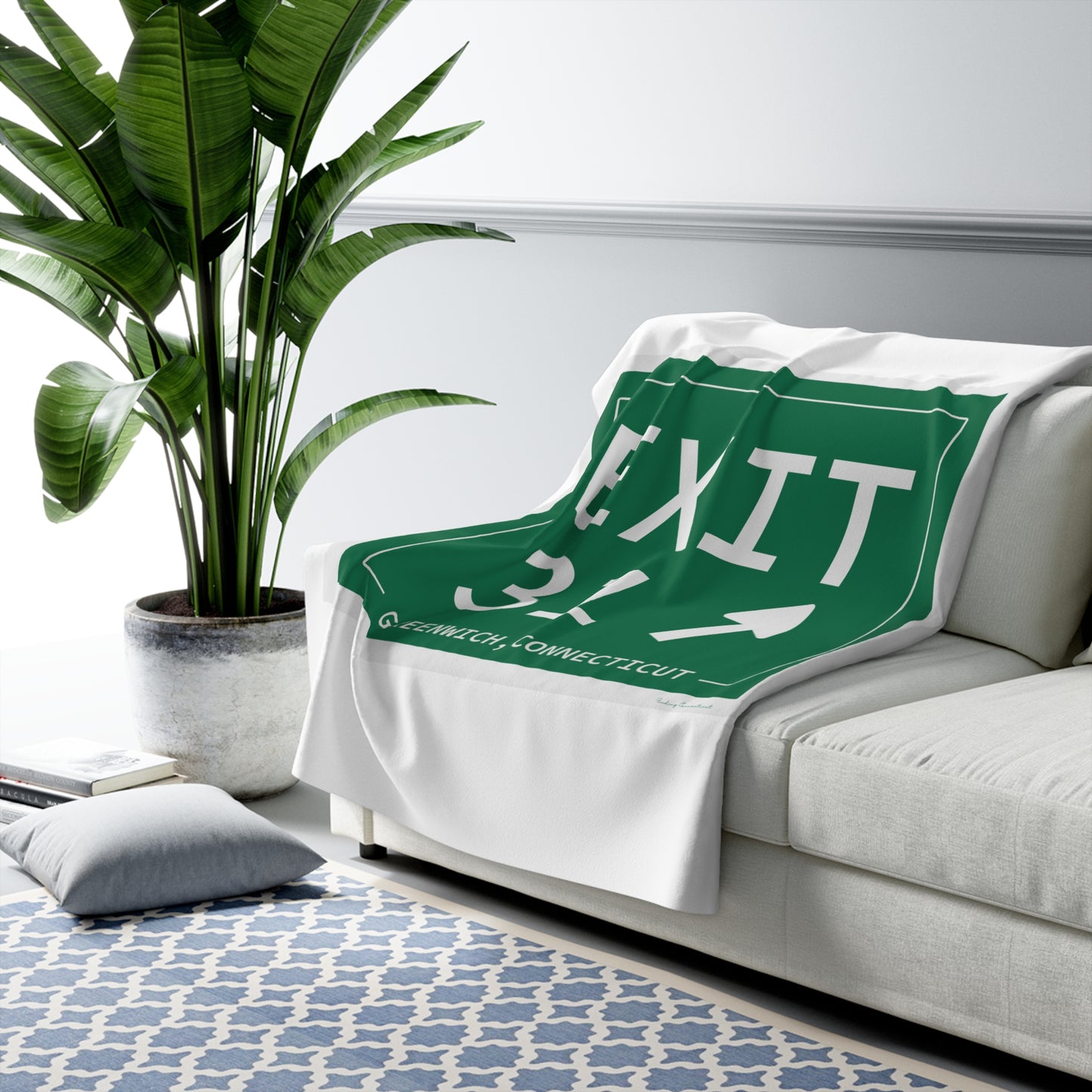 Vintage Exit 31 Merritt Parkway Sign Sherpa Fleece Blanket