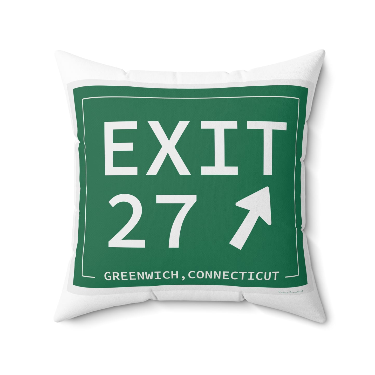 Vintage Exit 27 Merritt Parkway Sign Spun Polyester Square Pillow