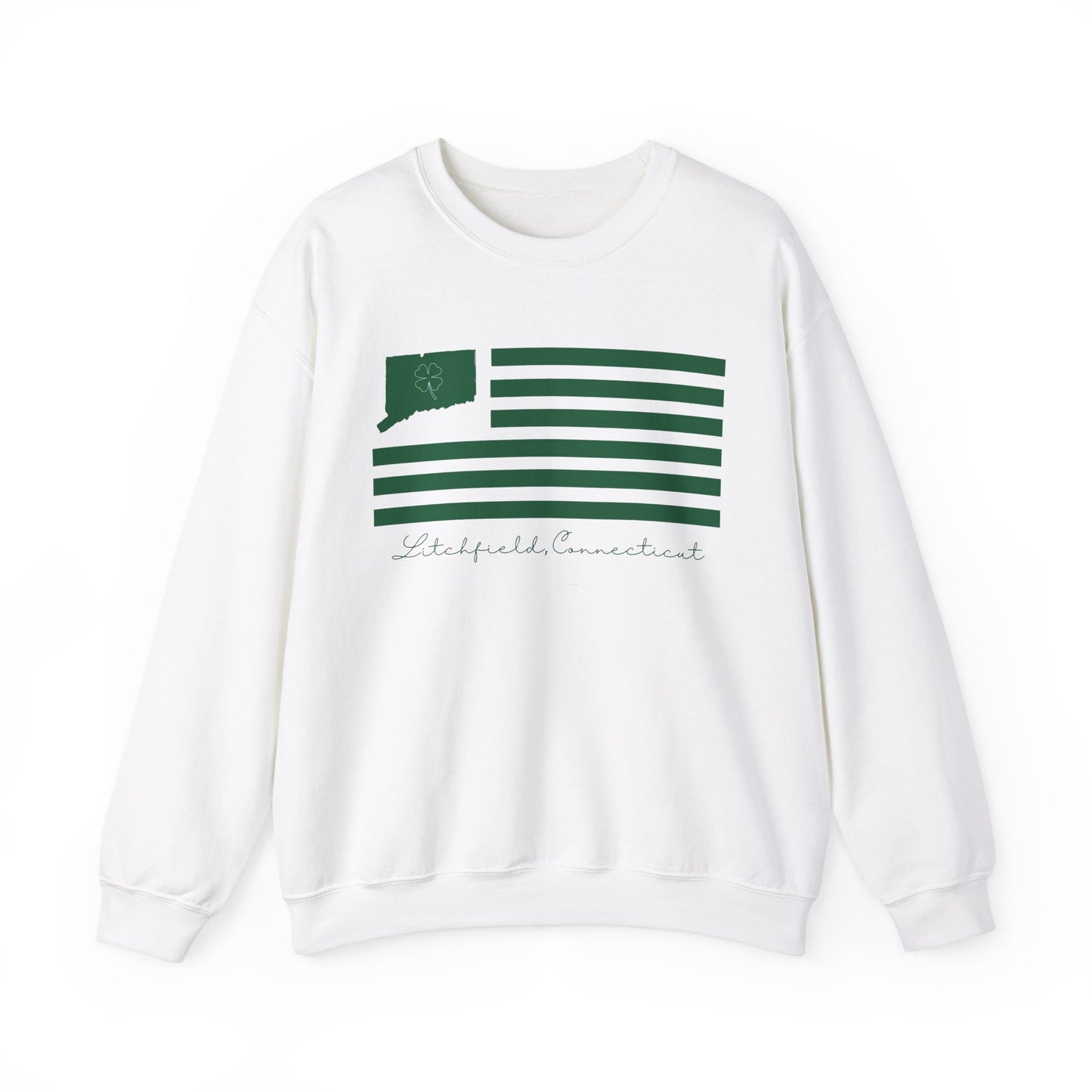 Litchfield Connecticut St. Patrick’s Day Flag Unisex Heavy Blend™ Crewneck Sweatshirt