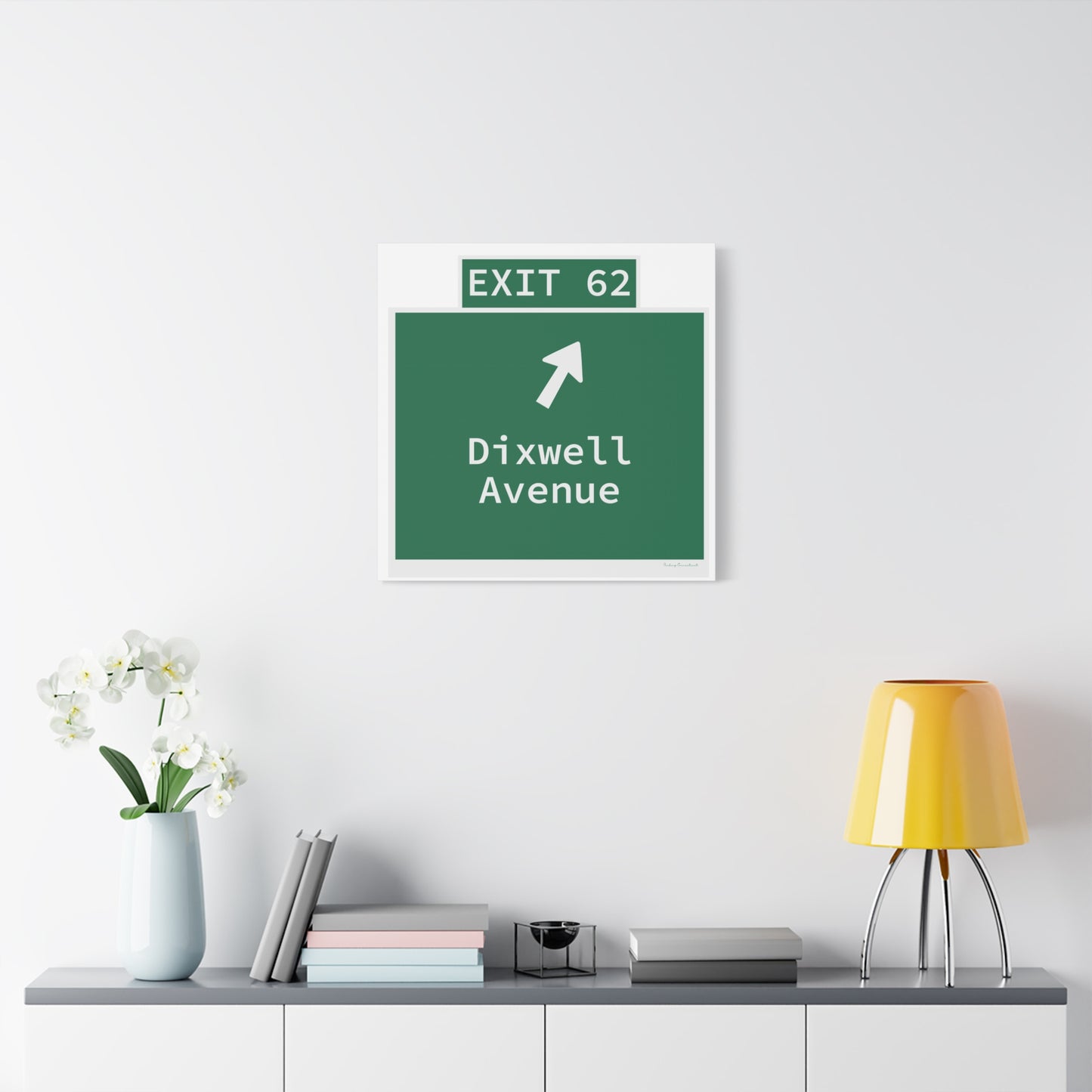 Vintage WCP Exit 62 Sign Matte Canvas, Stretched, 1.25"