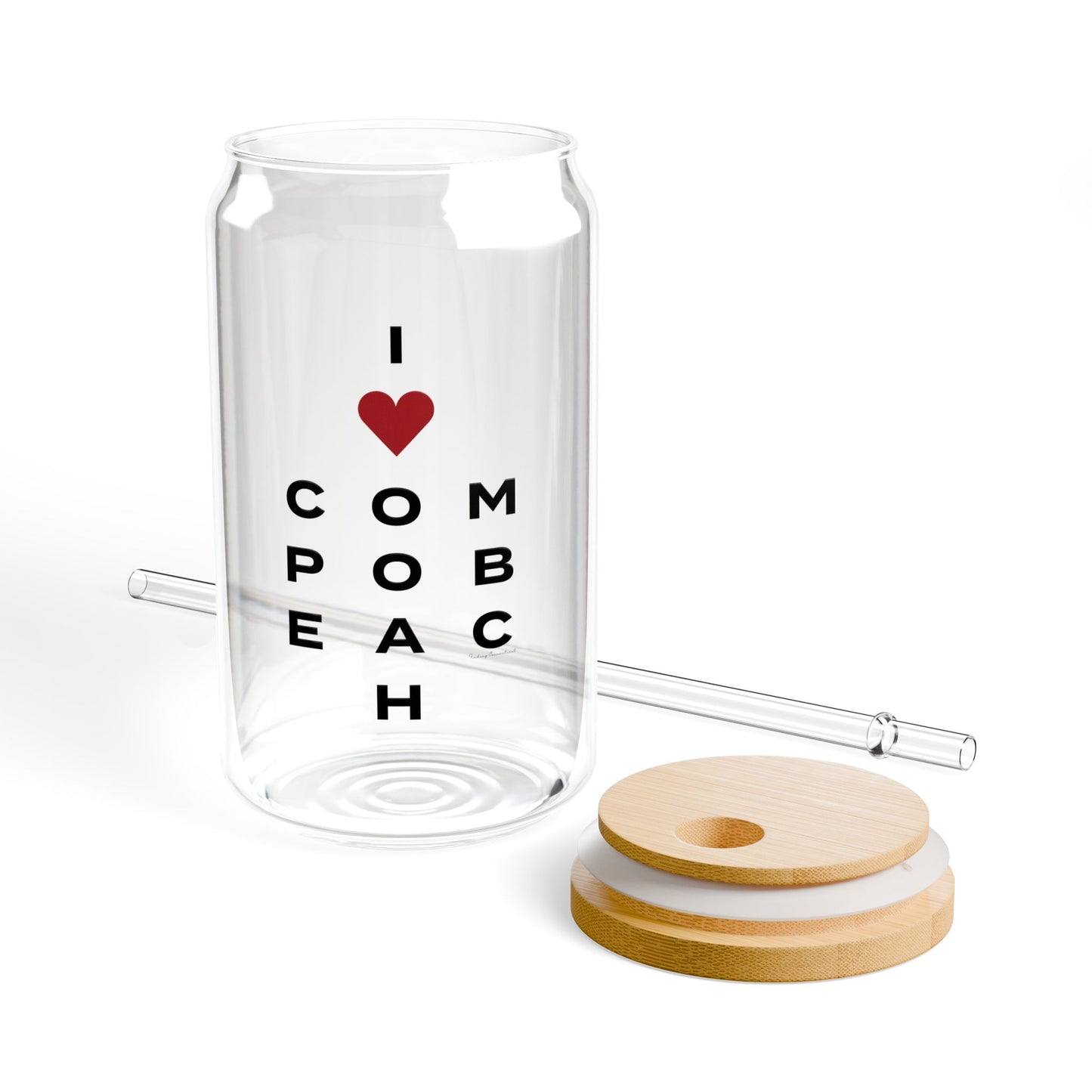 Compo Beach Vision Glass Can with Straw and Lid, 16oz