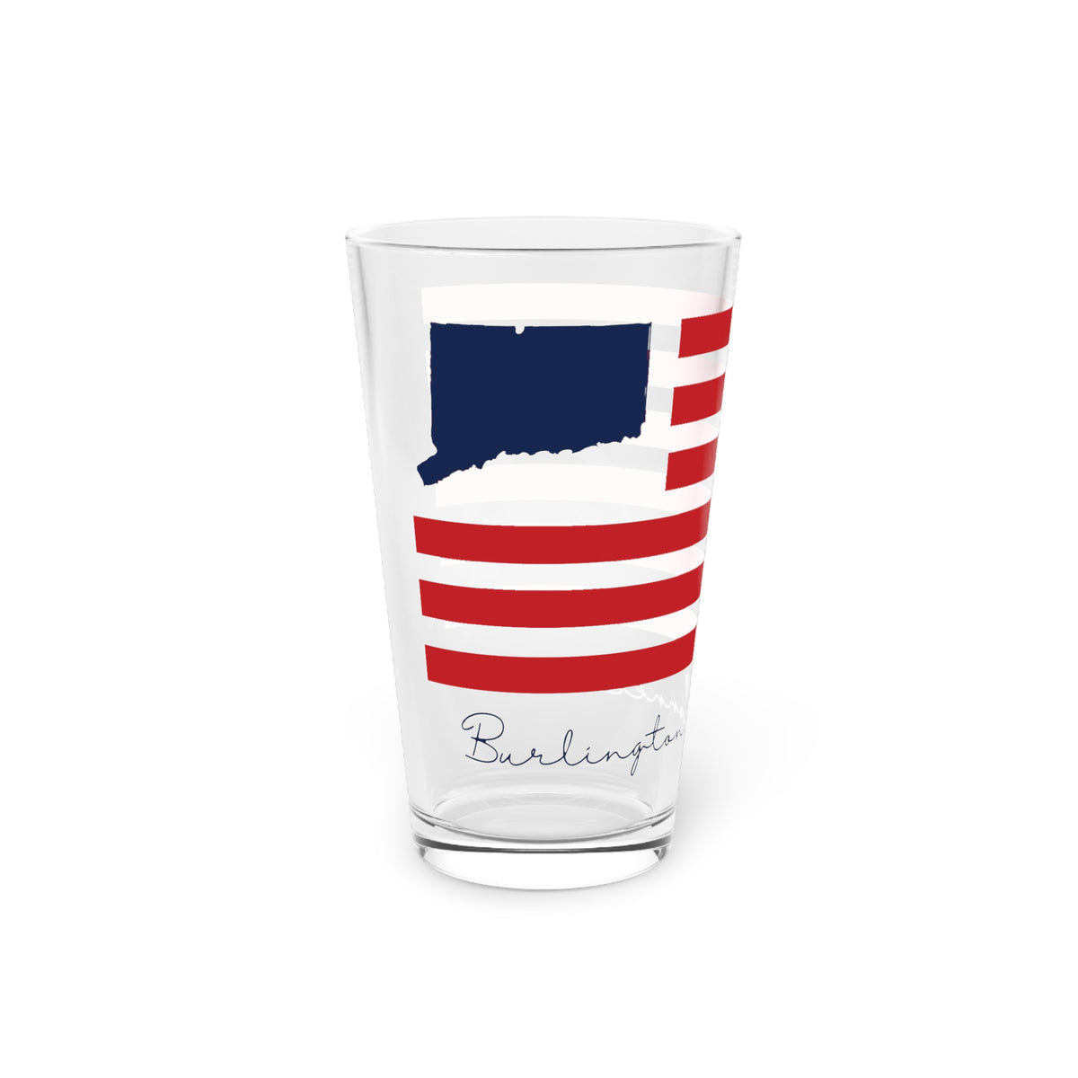 Burlington Connecticut Flag Pint Glass, 16oz