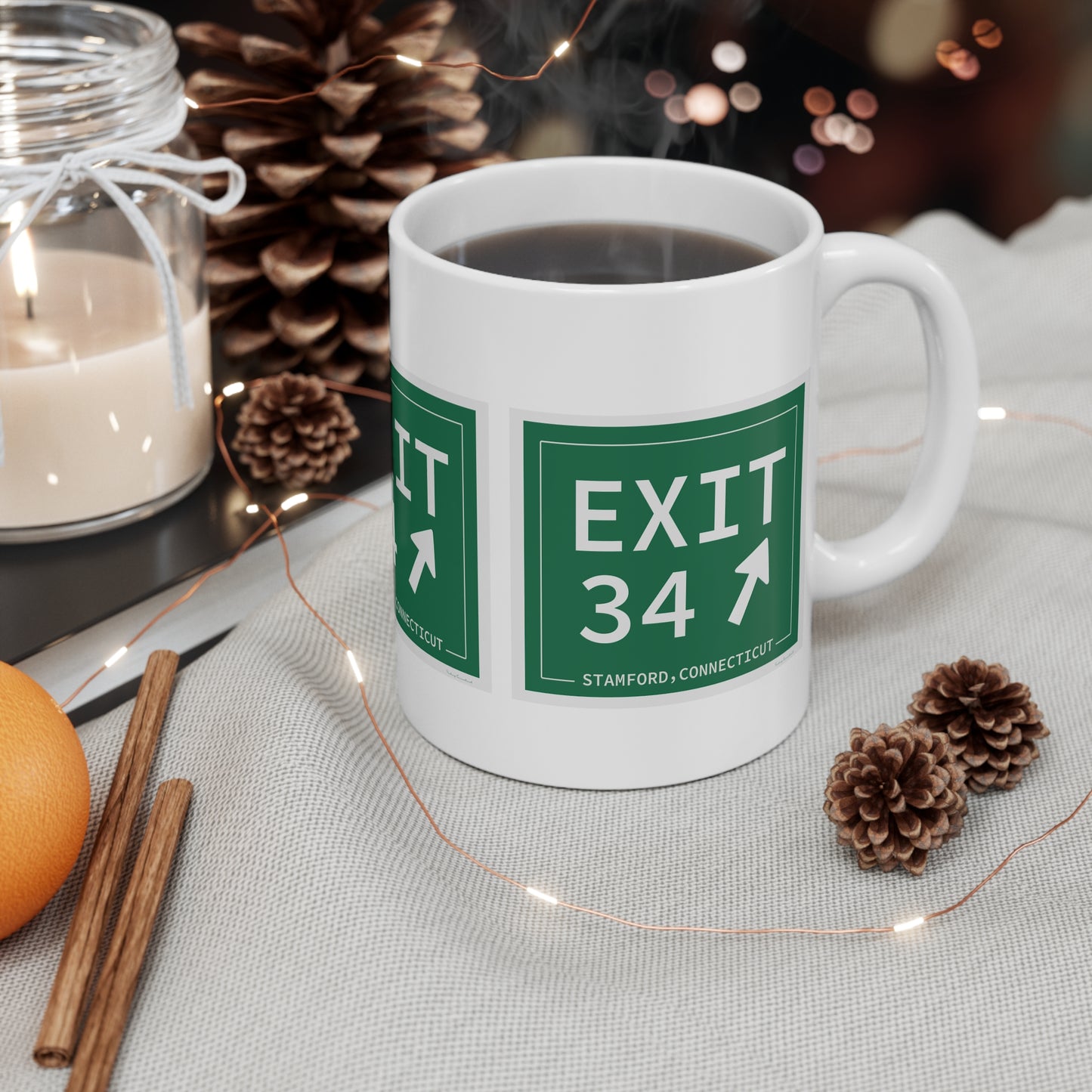 Vintage Exit 34 Merritt Parkway Sign Mug 11oz