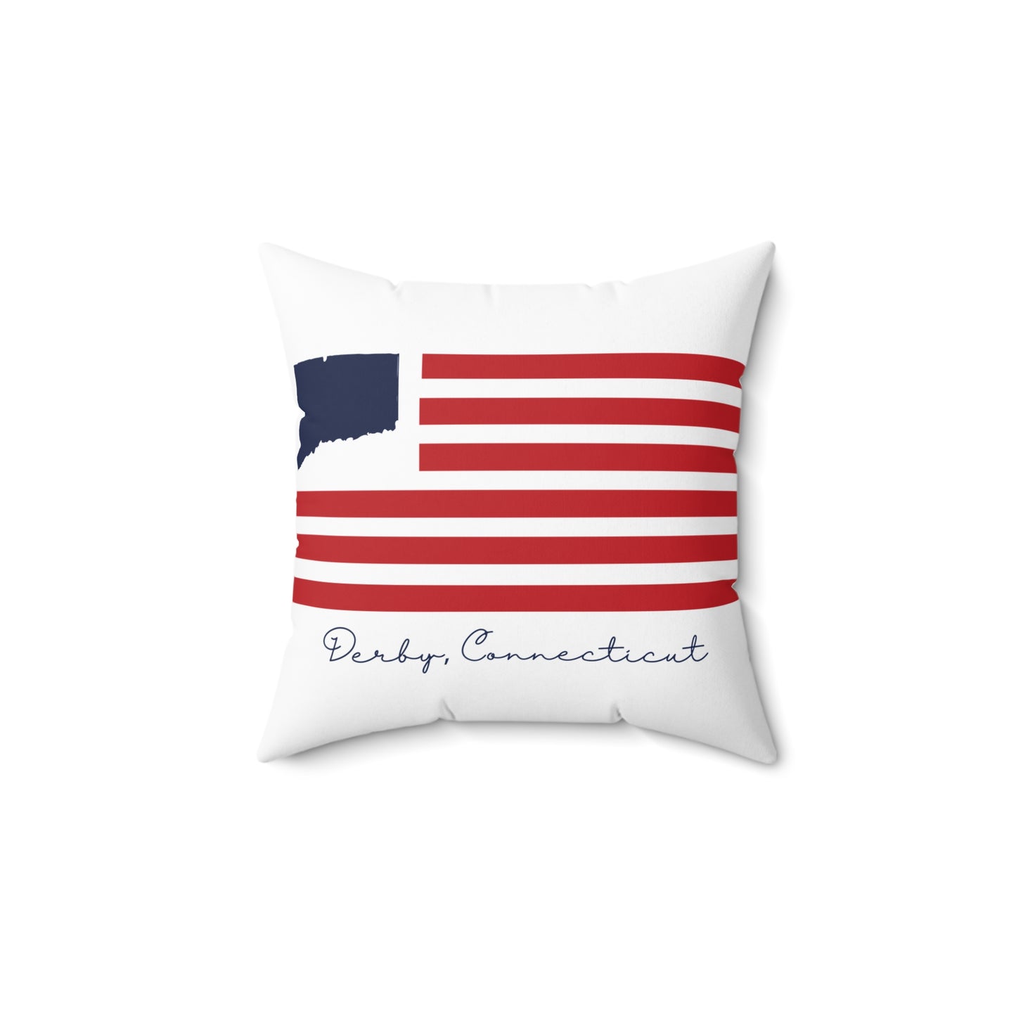 Derby Connecticut Flag Spun Polyester Square Pillow