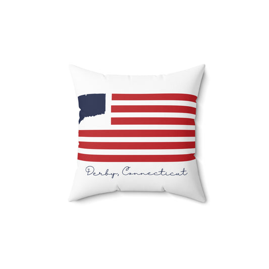 Derby Connecticut Flag Spun Polyester Square Pillow