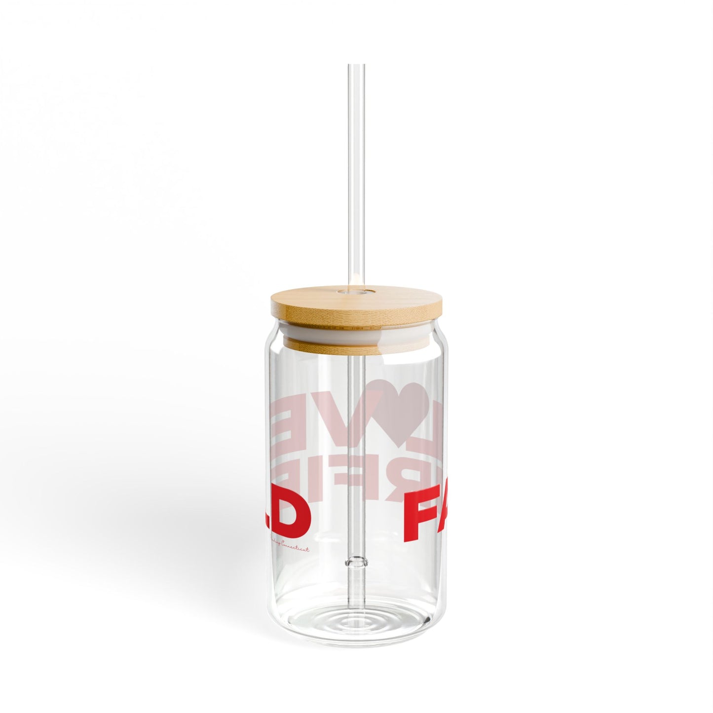 Love Fairfield Glass Can with Straw and Lid, 16oz