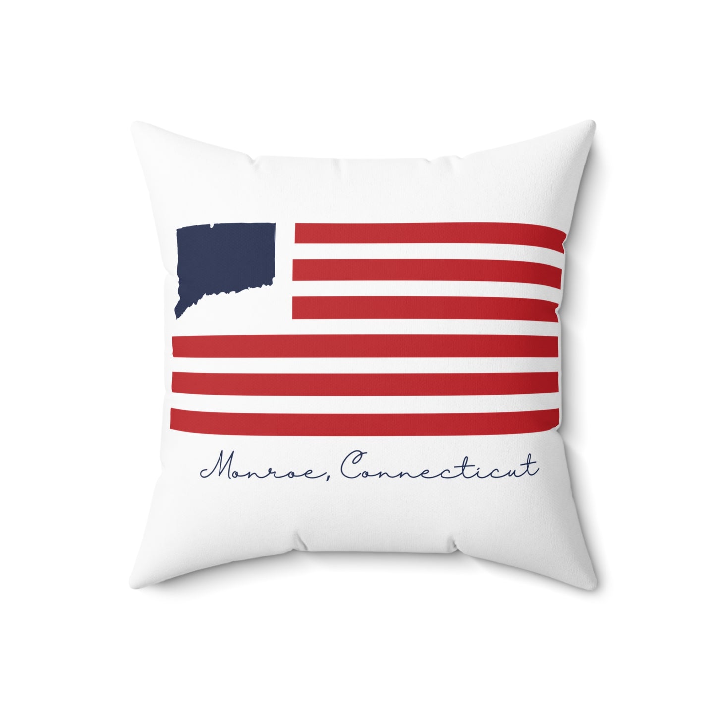 Monroe Connecticut Flag Spun Polyester Square Pillow