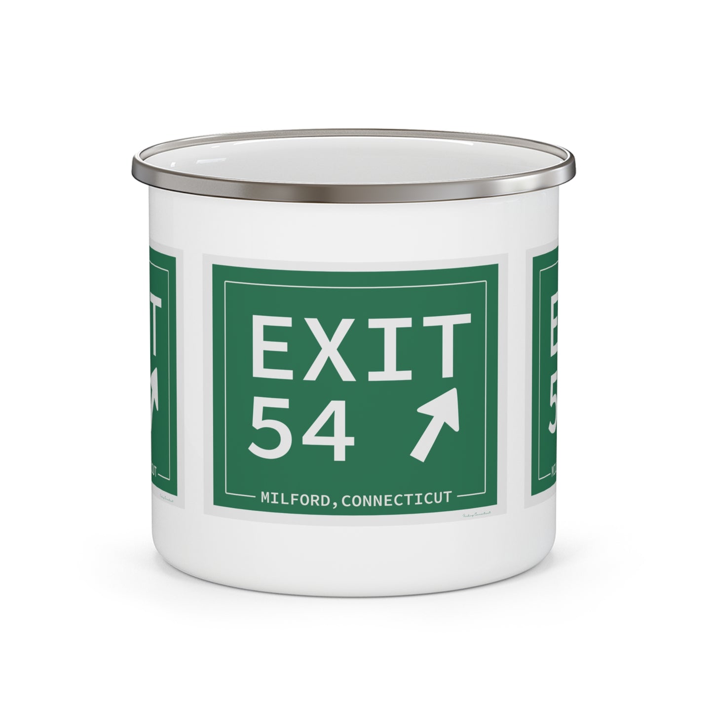 Vintage Exit 54 Merritt Parkway Sign Enamel Camping Mug