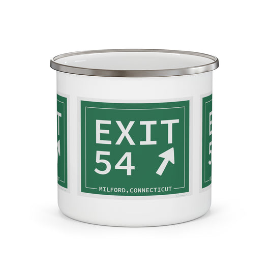 Vintage Exit 54  Merritt Parkway Sign Enamel Camping Mug
