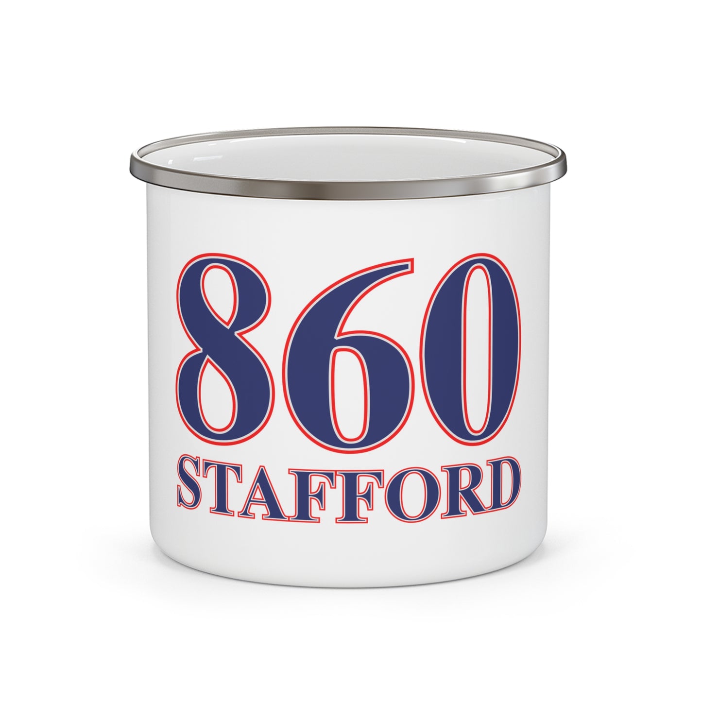 860 Stafford Red, White & Blue Enamel Camping Mug