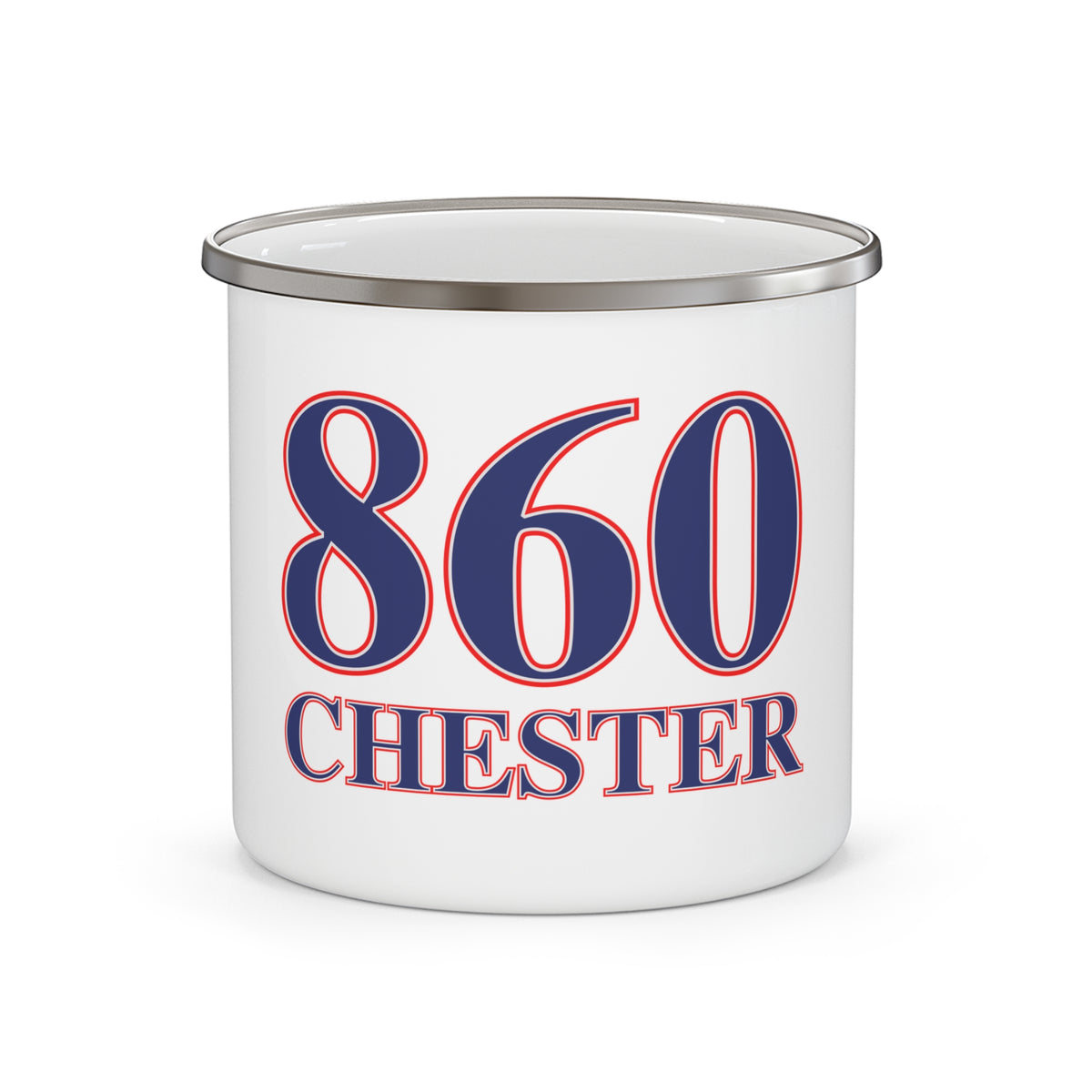 860 Chester Red, White & Blue Enamel Camping Mug