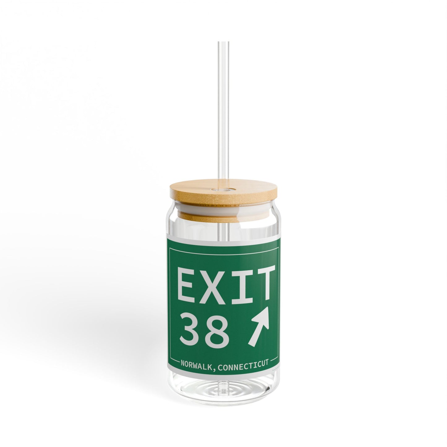 Vintage Exit 38 Merritt Parkway Sign Sipper Glass, 16oz