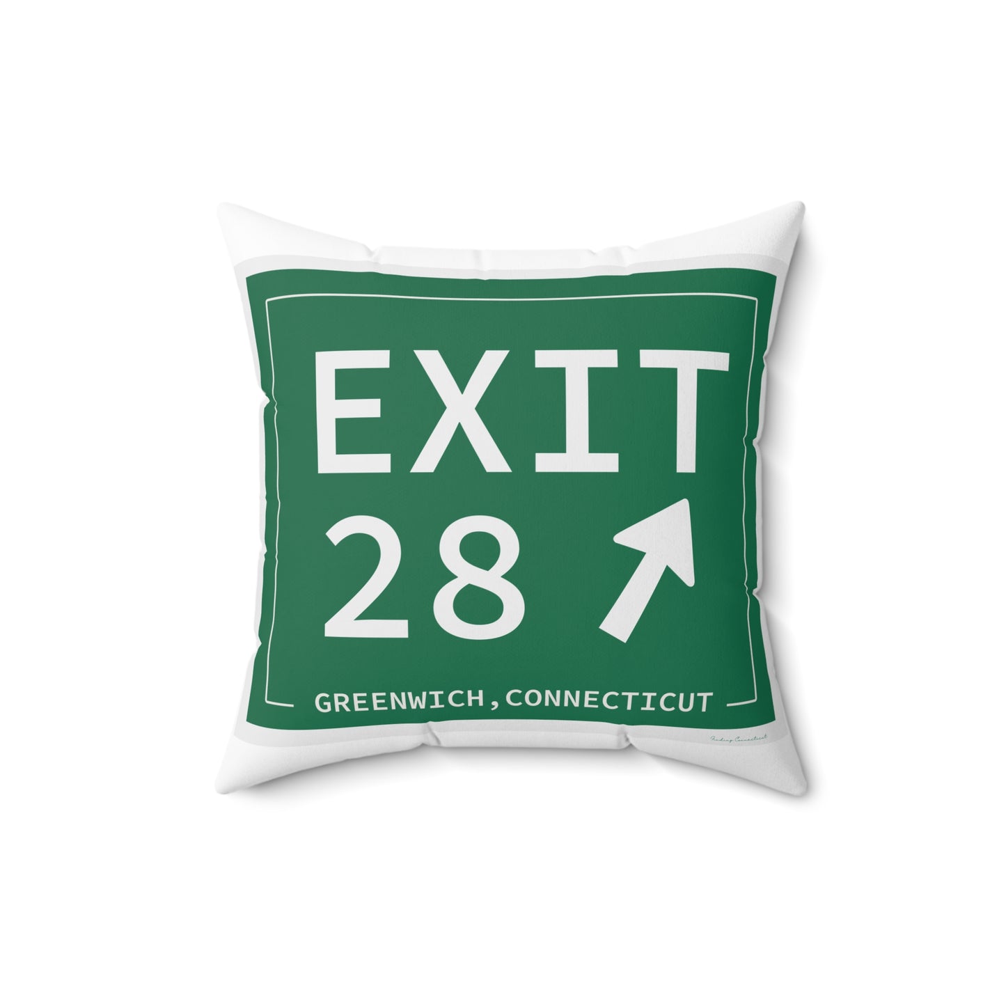 Vintage Exit 28 Merritt Parkway Sign Spun Polyester Square Pillow