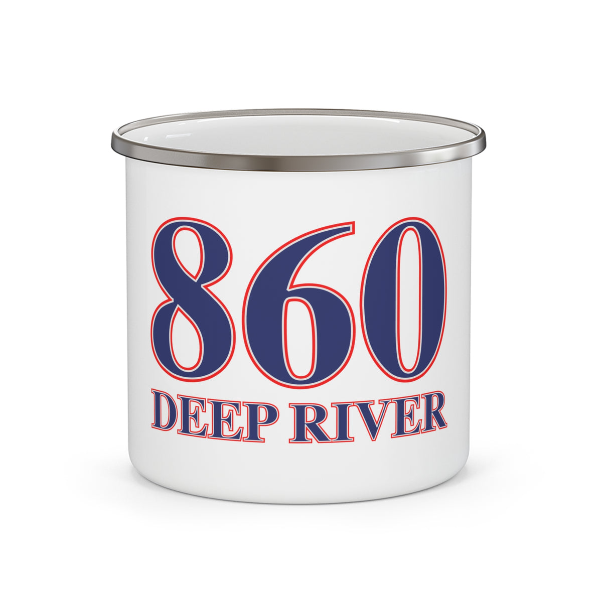 860 Deep River Red, White & Blue Enamel Camping Mug