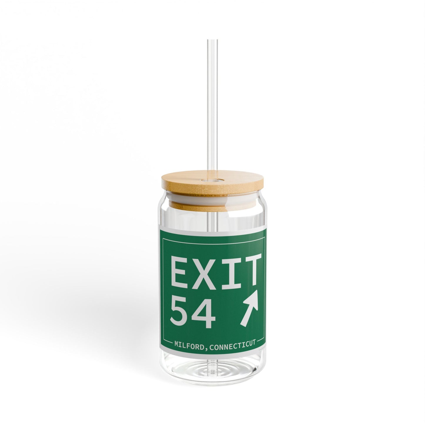 Vintage Exit 54 Merritt Parkway Sign Sipper Glass, 16oz