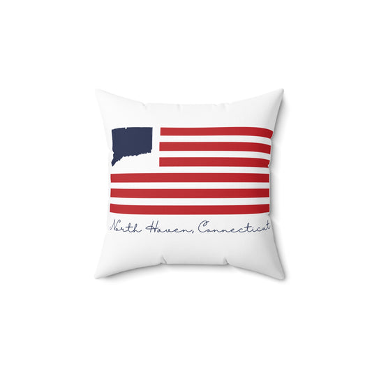 North Haven Connecticut Flag Spun Polyester Square Pillow