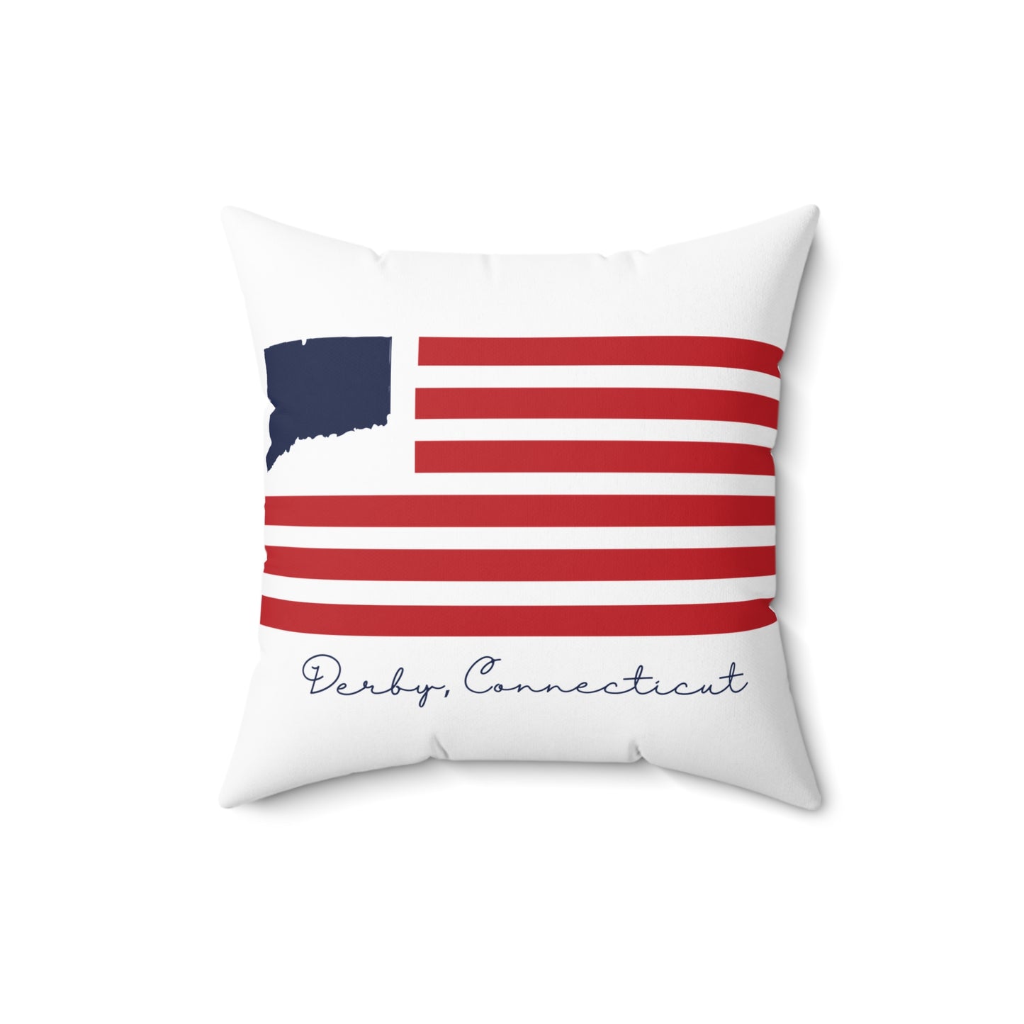 Derby Connecticut Flag Spun Polyester Square Pillow