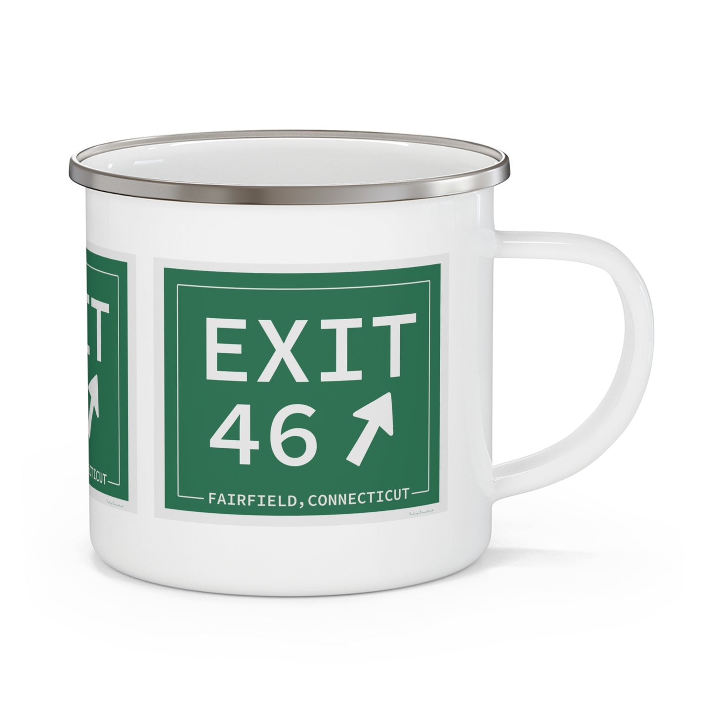 Vintage Exit 46 Merritt Parkway Sign Enamel Camping Mug