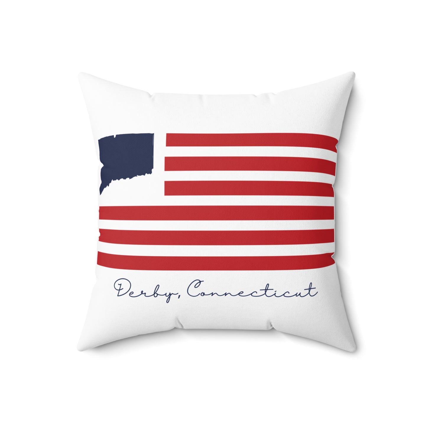 Derby Connecticut Flag Spun Polyester Square Pillow