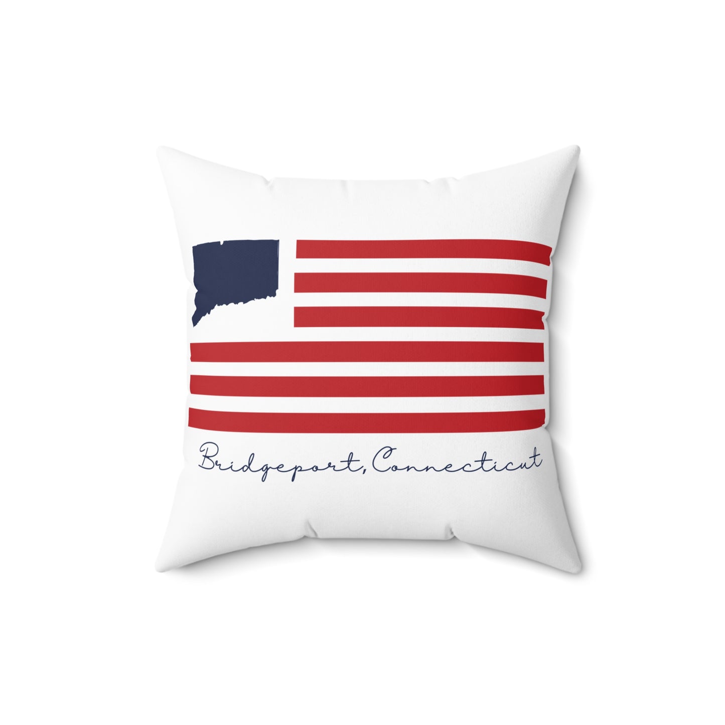 Bridgeport Connecticut Flag Spun Polyester Square Pillow