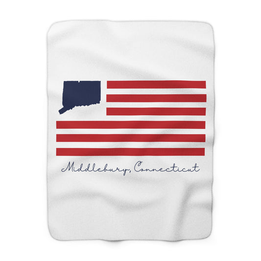 Middlebury Connecticut Flag Sherpa Fleece Blanket